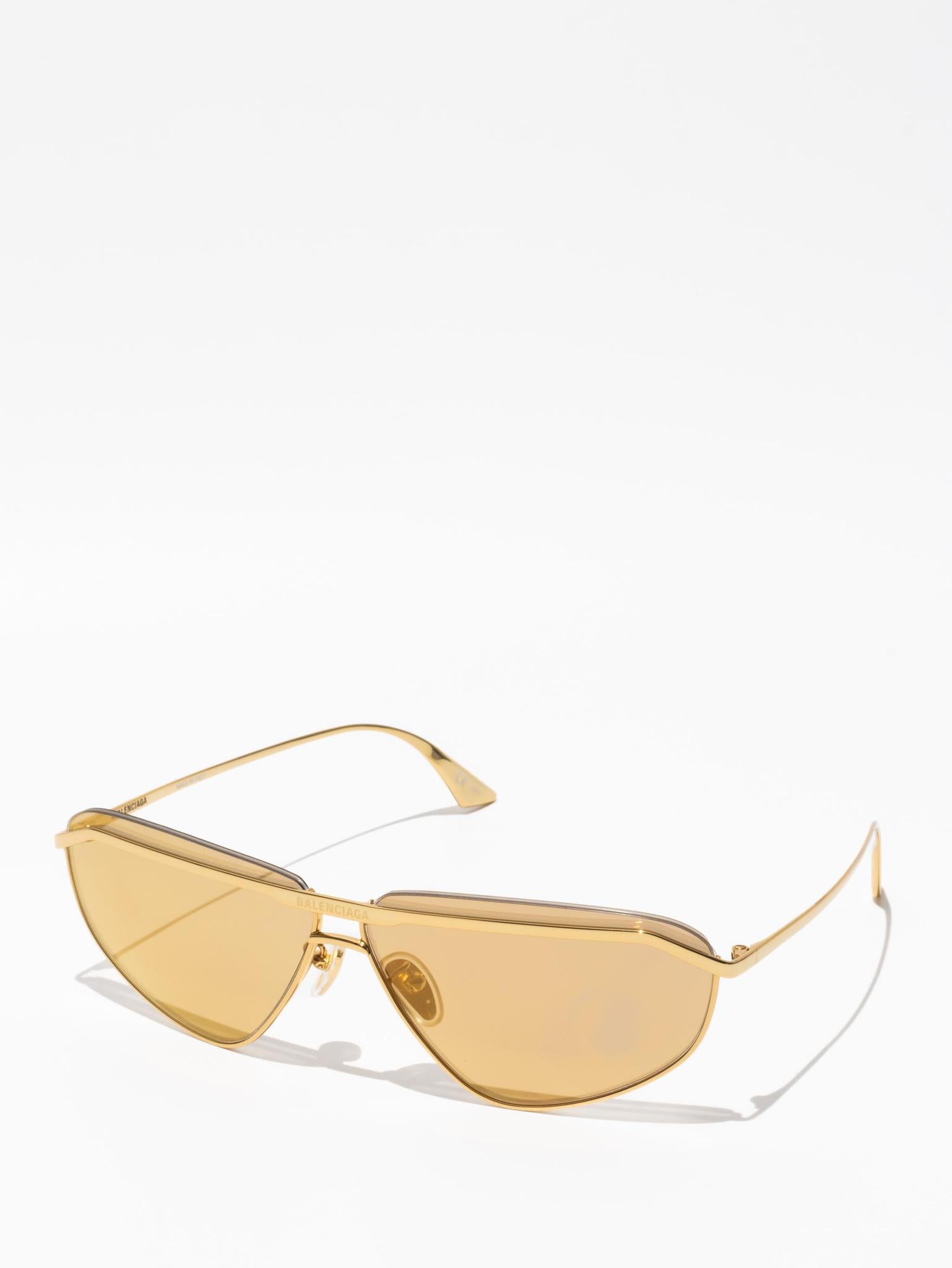 BALENCIAGA Oval Sunglasses BB0138S 003 - Gold Frame Luxury Designer Shades for Women & Men | UV Protection, Fashion Statement for Beach, Driving & Outdoor Activities