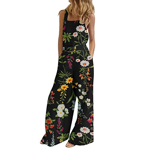 Stylish High Waist Sleeveless Jumpsuit for Women - Strappy Zipper Romper with Fashion Print (Black, Size XXL) | Perfect for Summer Outings, Parties & Casual Wear