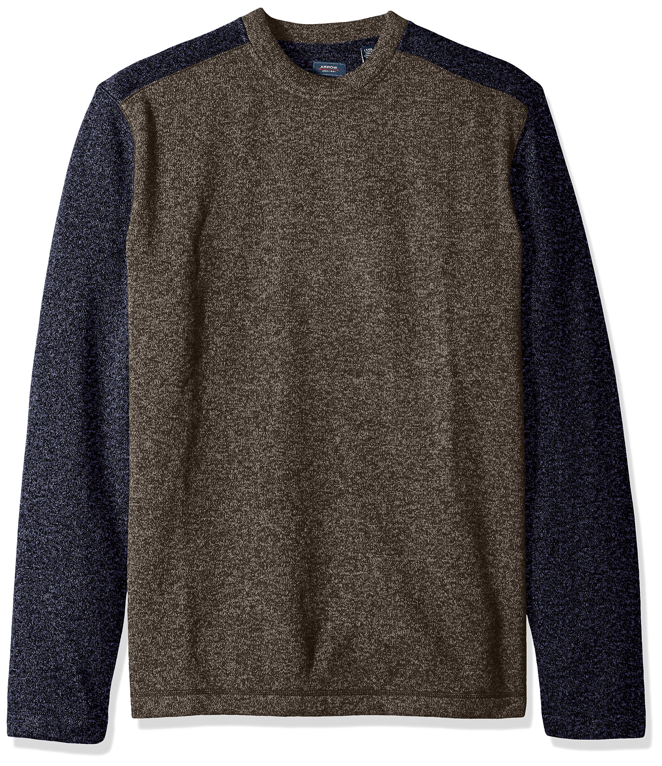 Arrow Men's Big & Tall Colorblock Fleece Crew Sweater - Warm Winter Pullover for Casual Outings & Layered Looks