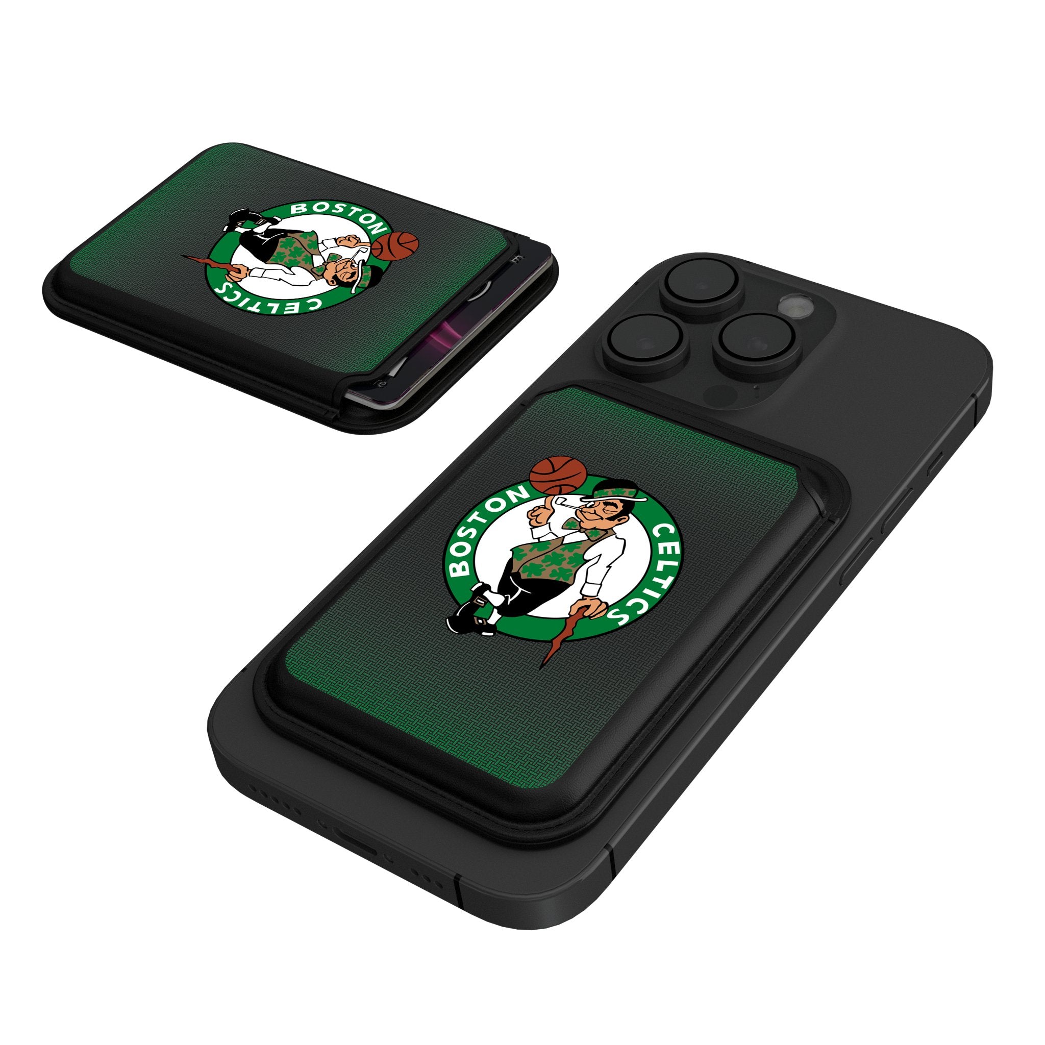 Boston Celtics Linen Black Magnetic Credit Card Wallet - Slim RFID Blocking Wallet for Men - Perfect for NBA Games, Travel & Everyday Use