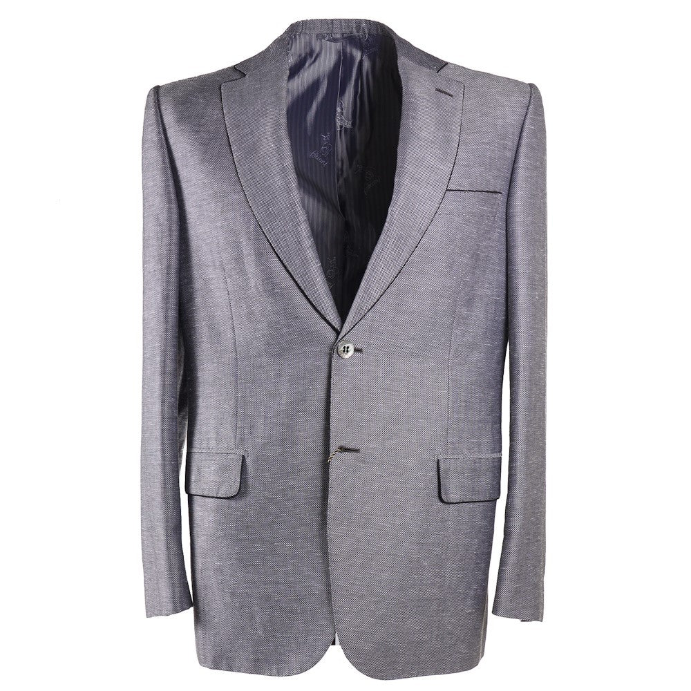 Brioni Men's Silvery Gray Patterned Sport Coat - Premium Slim Fit Blazer for Business, Wedding & Formal Events