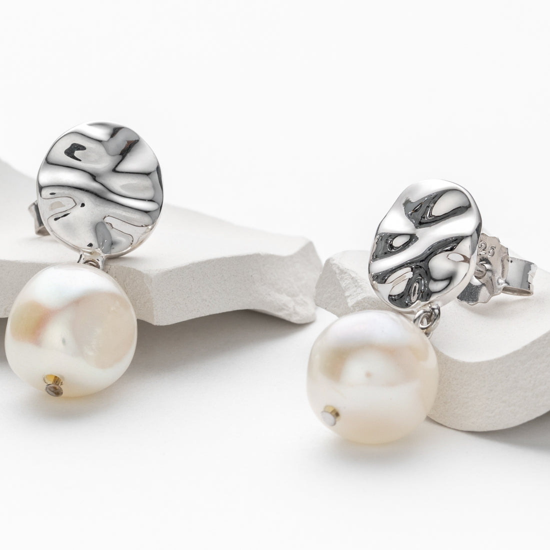 Elegant Freshwater Cultured Pearl Sterling Silver Drop Earrings | Dainty Disc Charm Jewelry for Women | Perfect for Weddings, Parties & Special Occasions