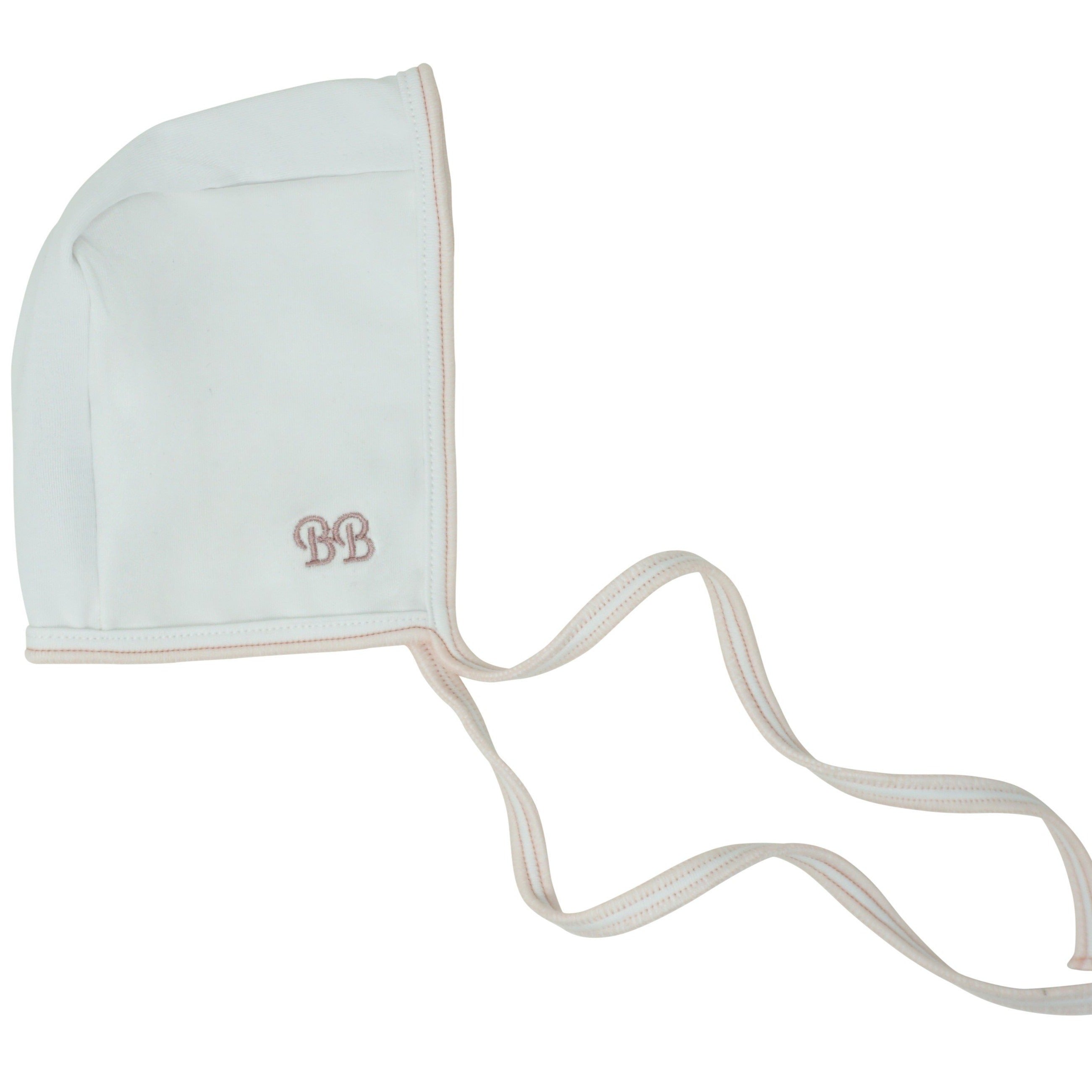 Soft Cotton Baby Bonnet with Mauve Stitching - Comfortable Bandeau for Newborns & Infants - Perfect for Photos, Outings & Everyday Use