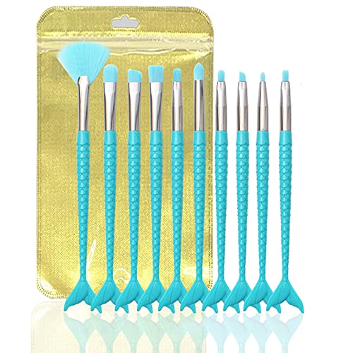 Professional 10-Piece Makeup Brush Set for Women - Blue Cosmetic Face Makeup Kit with High-Quality Brushes for Foundation, Blush, Eyeshadow & More - Perfect for Everyday Use, Travel & Professional Makeup Artists