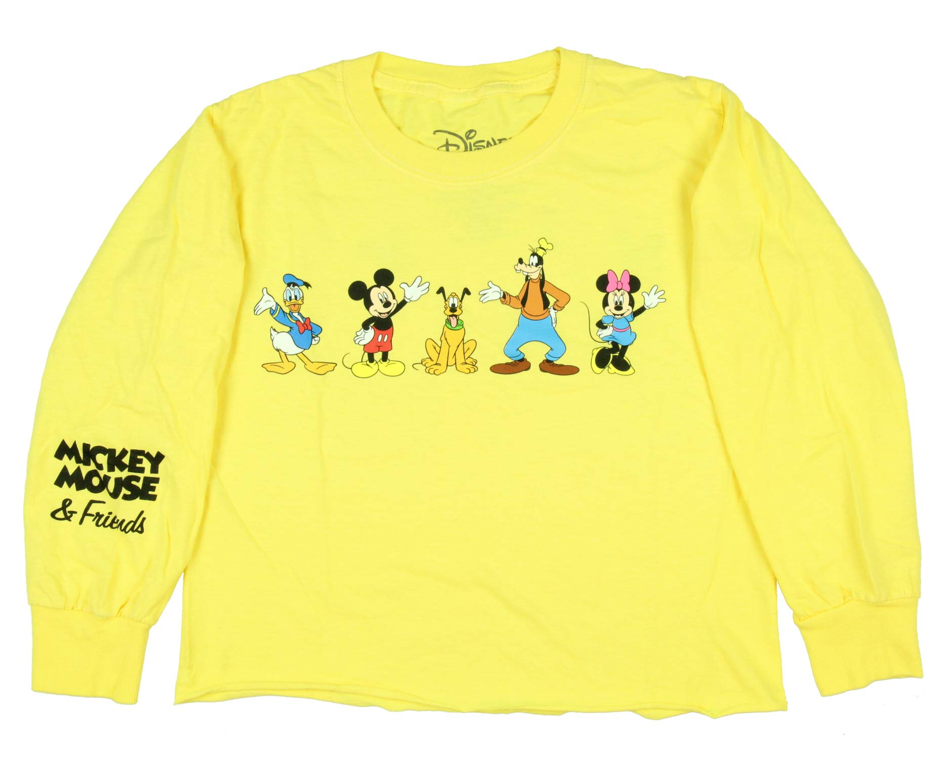 Disney Girls' Mickey Mouse & Friends Pluto Goofy Donald Duck Minnie Mouse Long Sleeve Crop Top T-Shirt - Cute Cartoon Graphic Tee for Kids, Toddlers & Teens - Perfect for School, Parties & Family Outings