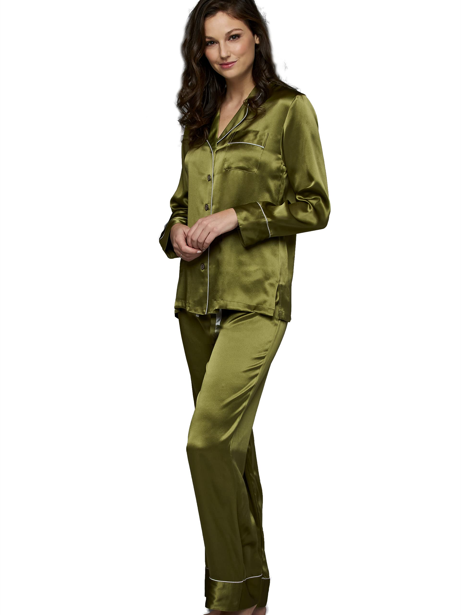 Julianna Rae Women's 100% Pure Silk Pajama Set - Relaxed Fit Lounge Sleepwear, Paradise Found Collection for Luxury Comfort at Home & Travel
