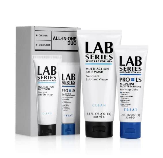 Lab Series All In One Duo Men's Skincare Set - Multi Action Face Wash 3.4 Fl Oz & Moisturizing Face Treatment 1.7 Fl Oz | Daily Grooming Routine for Healthy Skin