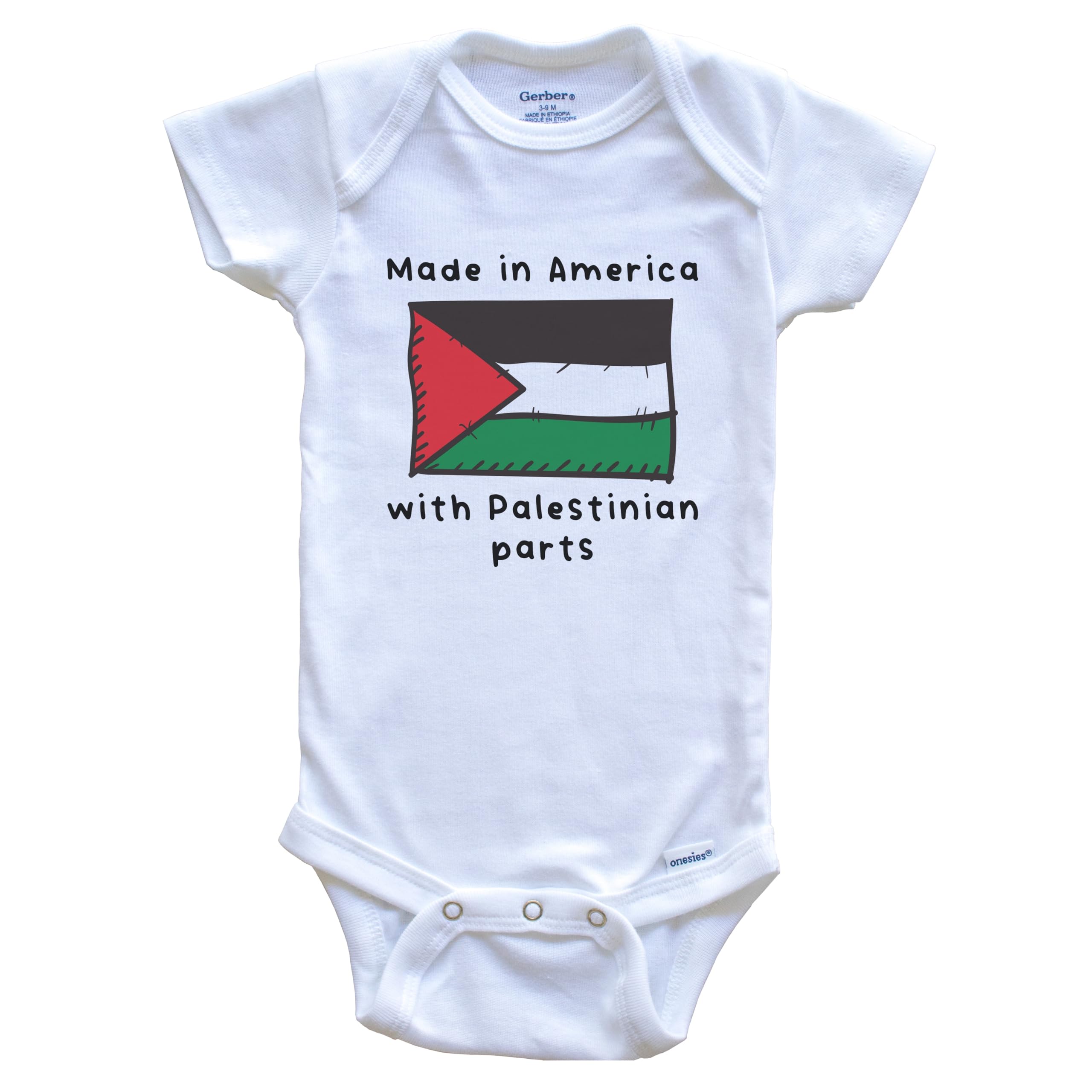 Palestine Flag One-Piece Baby Bodysuit - Made in USA with Palestinian Fabric | Cute Infant Outfit for Holidays, Cultural Events & Family Photos