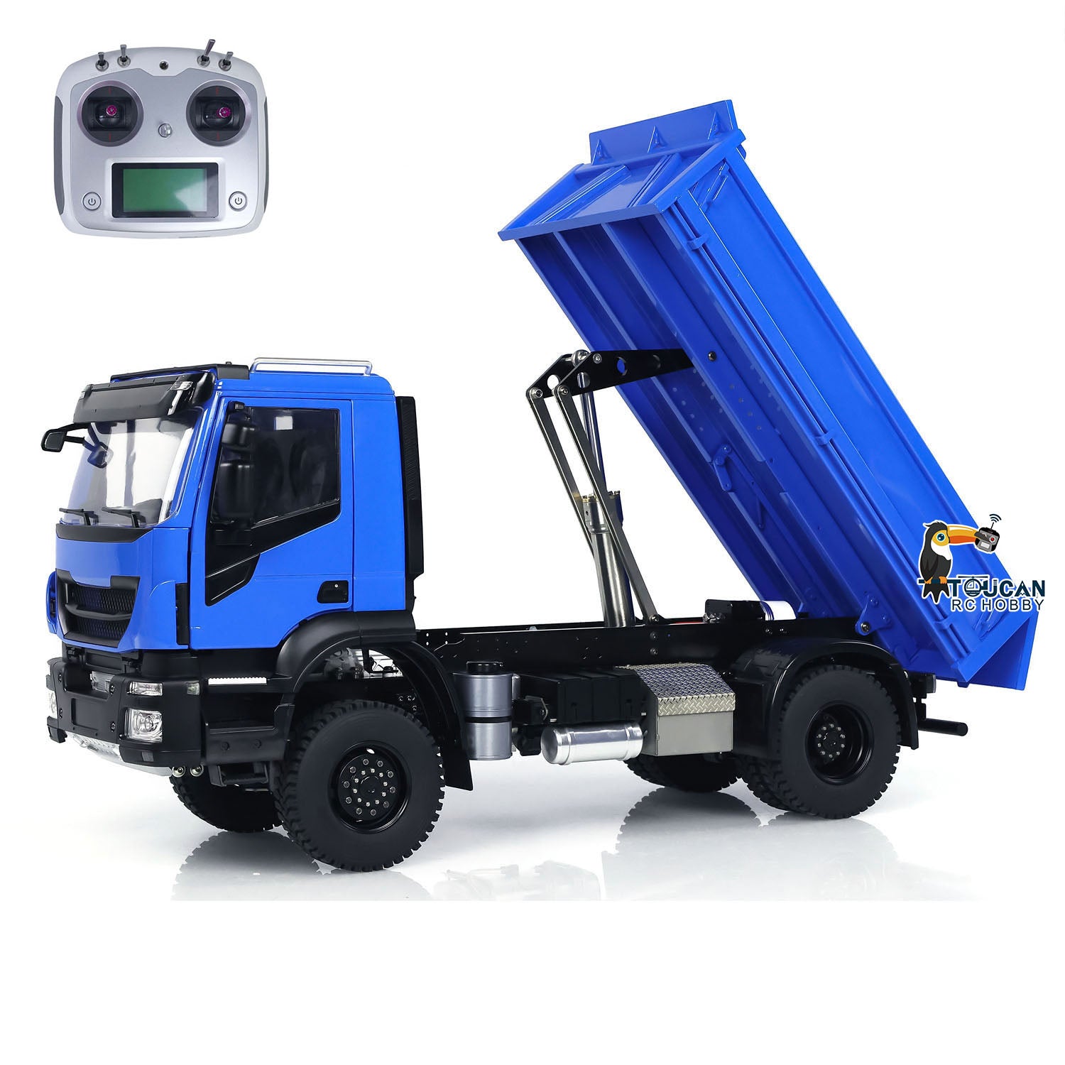 1/14 Scale 4x4 RC Hydraulic Dump Truck - Custom Radio Controlled Tipper Car with FlySky I6S Remote - Fully Assembled & Painted Metal Construction Vehicle Model - Perfect for Construction Site Play, Collecting & RC Hobby Enthusiasts