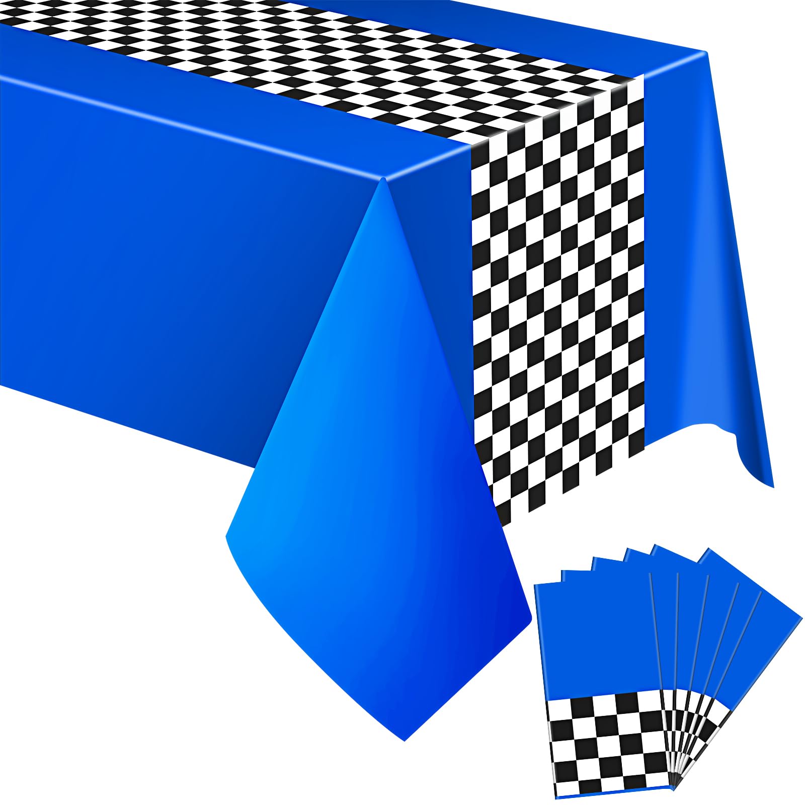 Premium Irenare Car Racing Party Supplies - 54 x 108 Inch Blue Tablecloth with Racetrack Design for Kids Birthday Party Decorations (6 Sheets) | Perfect for Boys' Themed Birthday, Baby Showers & Race Car Events
