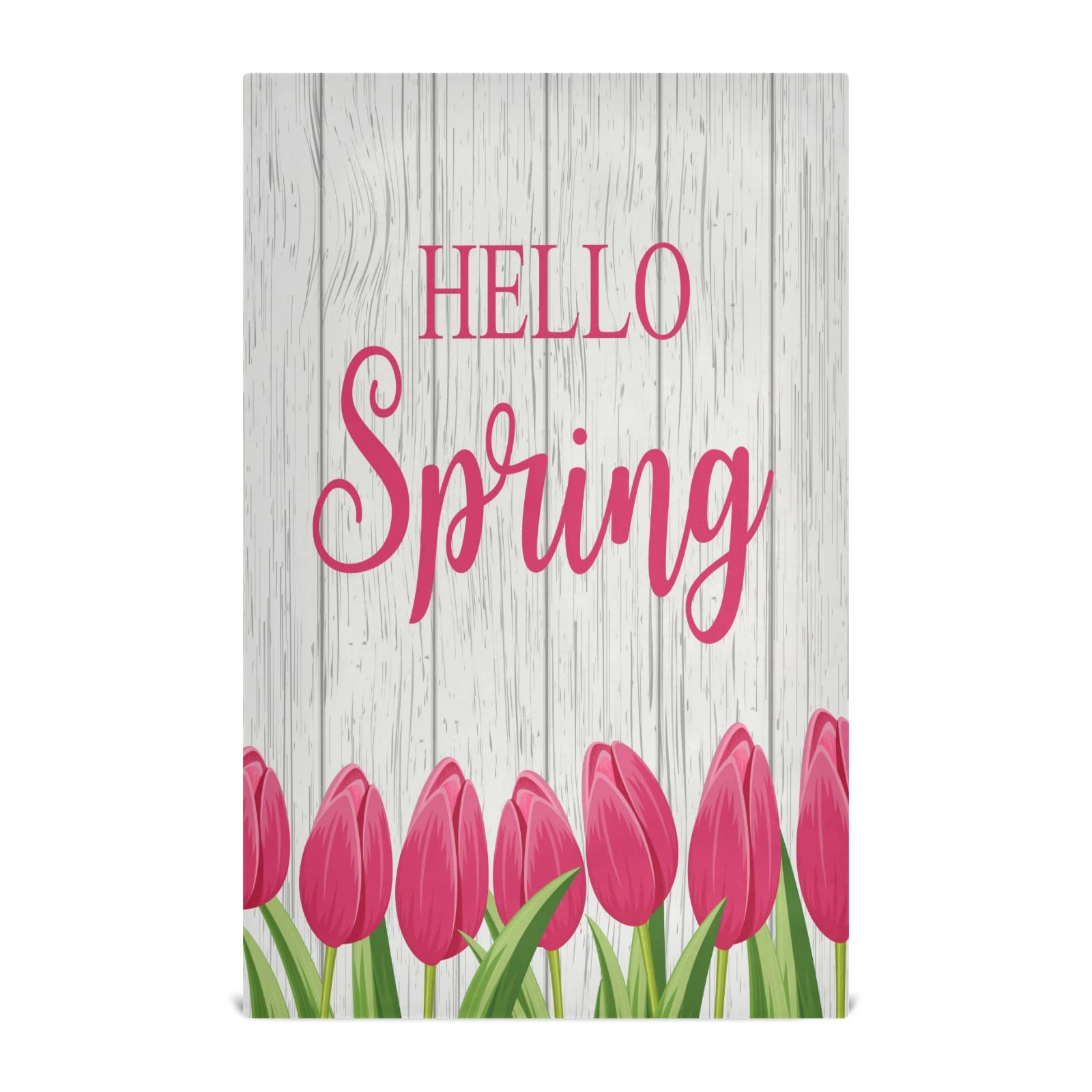 ALAZA Hello Spring Tulip Flower Wooden Handle Kitchen Towels - Set of 6 Super Absorbent Soft Dish Towels (18x28 Inches) for Bar, Tea, Dishes & Home Decor
