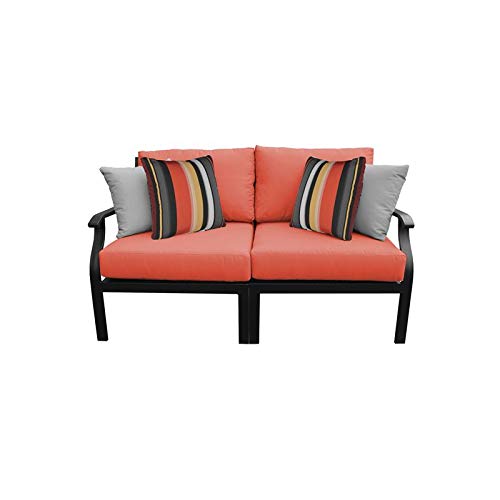 TK Classics Kathy Ireland Madison Ave. 2-Piece Aluminum Patio Furniture Set in Vibrant Tangerine - Perfect for Outdoor Dining, Poolside Relaxation & Garden Decor