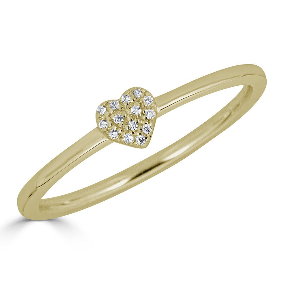 14KT Gold 0.04 Carat Diamond Heart Ring for Women - Elegant Valentine's Day Gift, Anniversary Jewelry & Romantic Proposal Ring