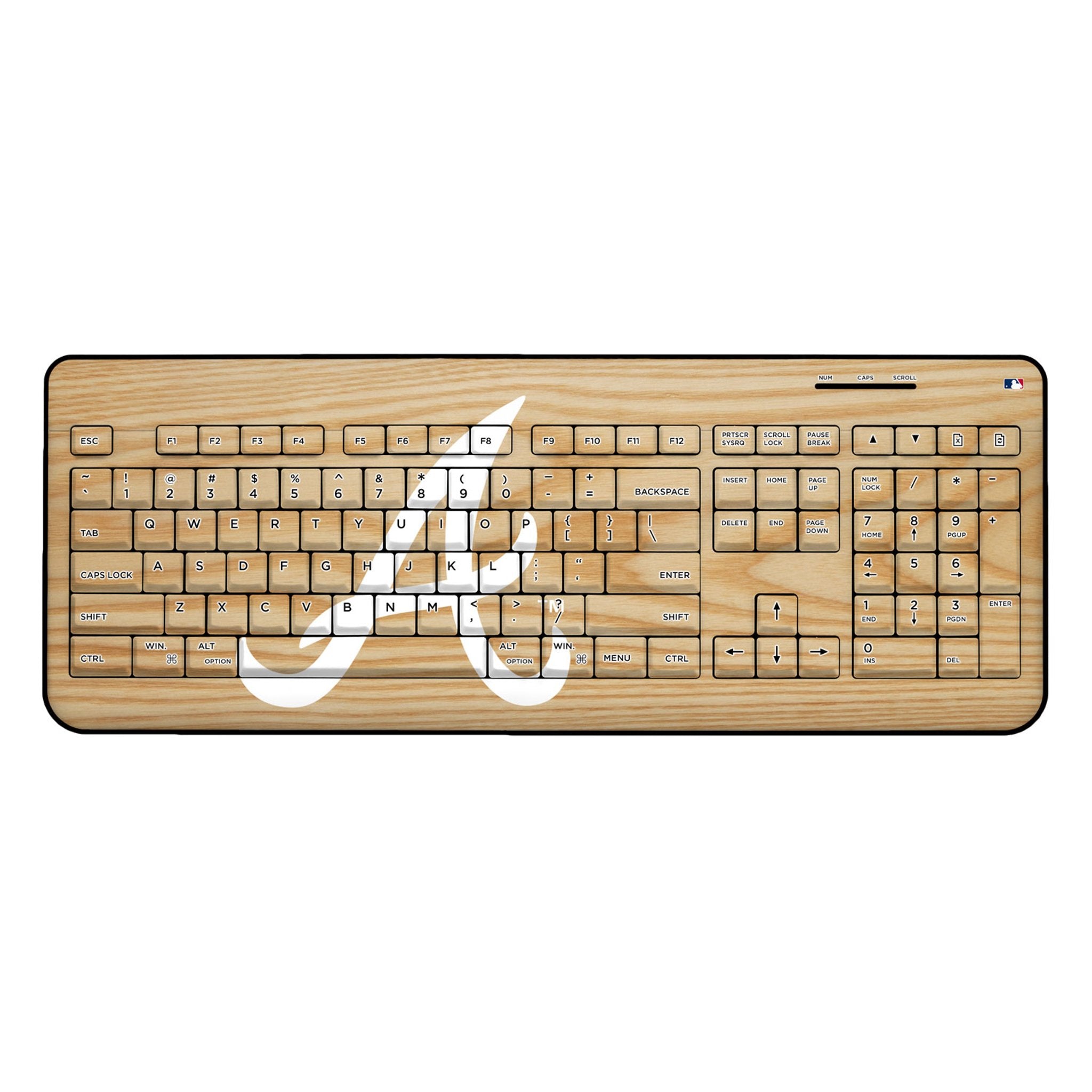 Atlanta Braves Baseball Bat Wireless USB Keyboard - MLB Fan Gaming & Office Accessory for PC, Mac, Laptop - Perfect for Baseball Enthusiasts & Gamers