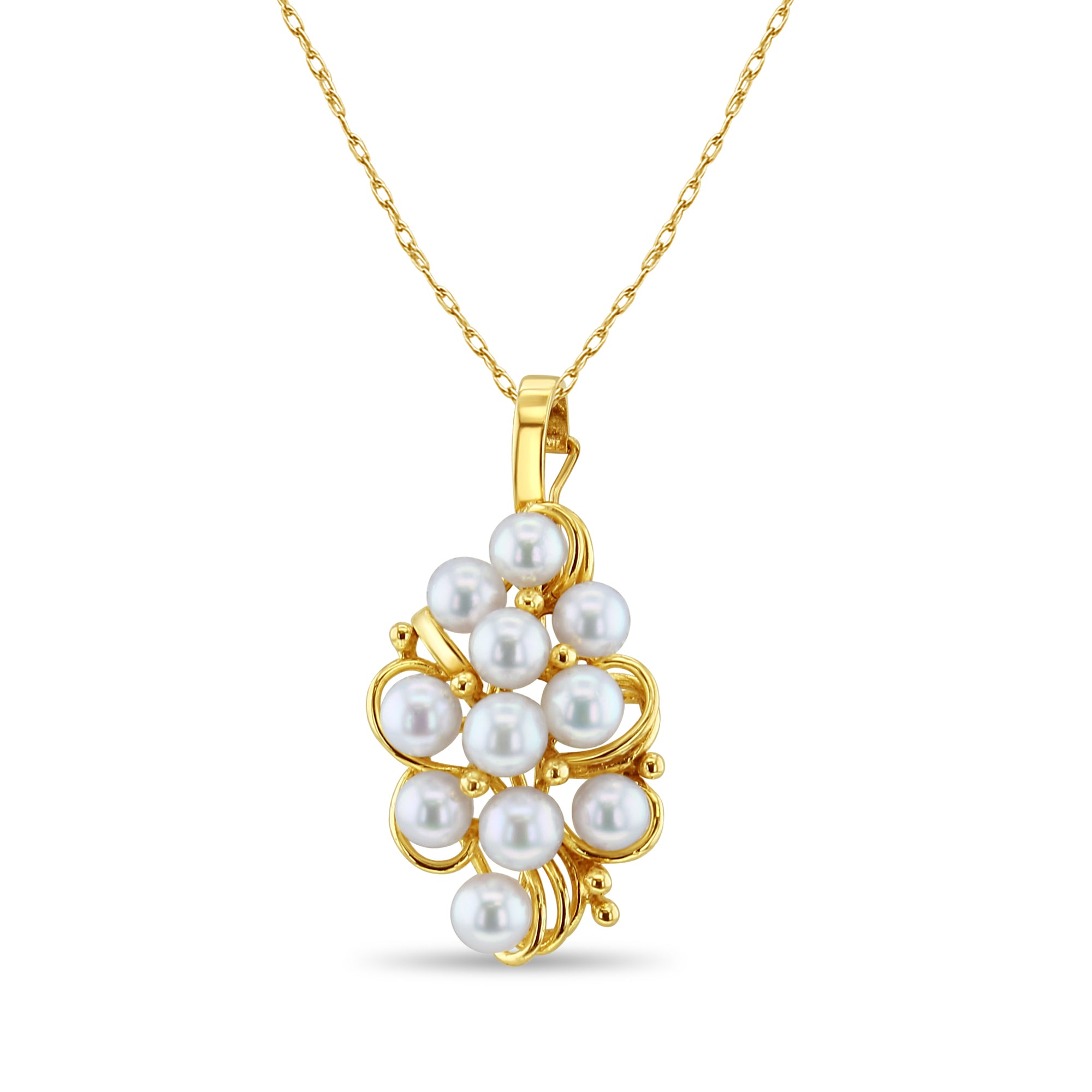14k Yellow Gold Freshwater Pearl Grape Cluster Necklace - Elegant Jewelry for Weddings, Parties & Special Occasions