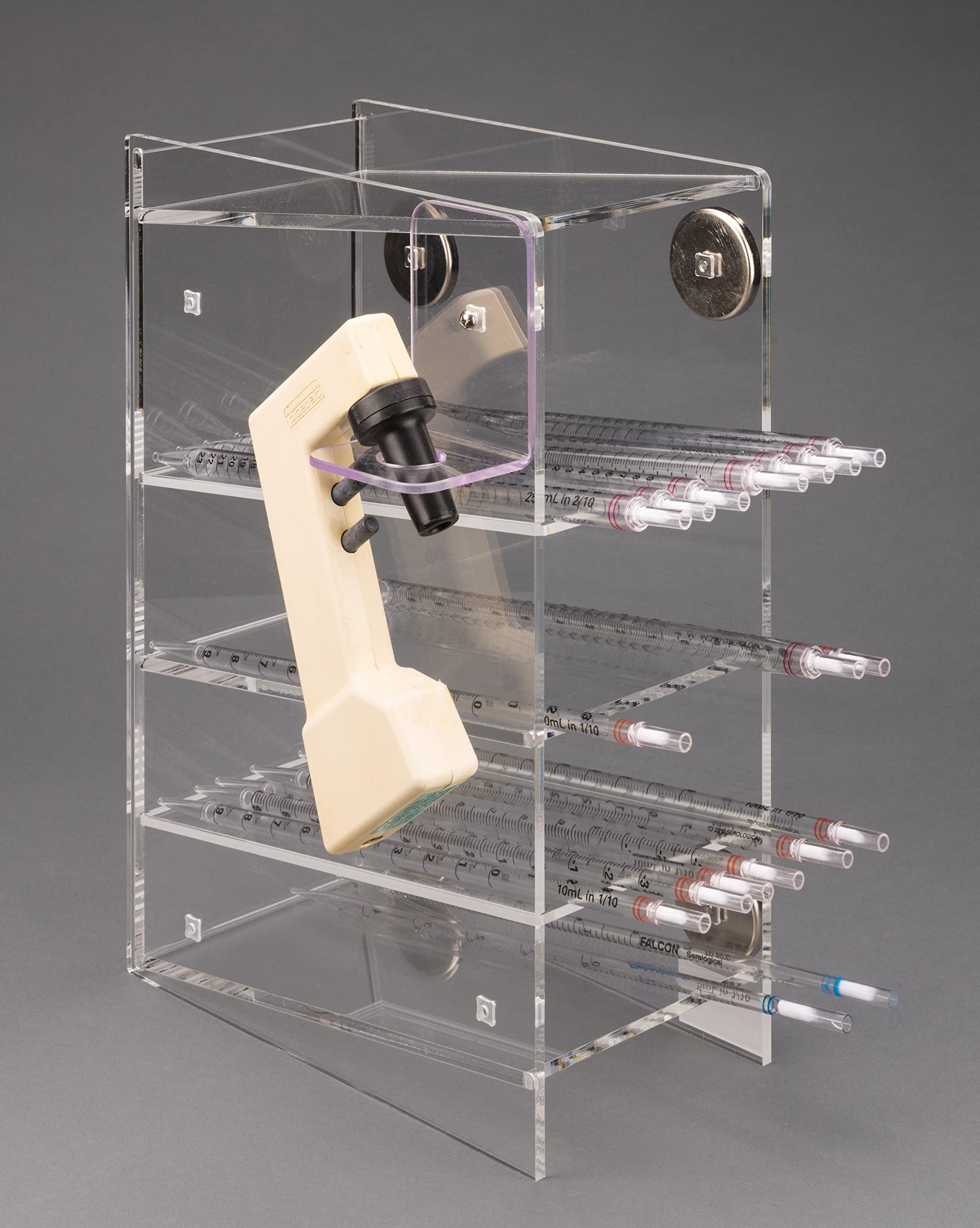 Extra Wide Acrylic Serological Pipette Holder - Lab Countertop Organizer for Pipette Controllers (Perfect for Medical Labs, Research Facilities & Science Classrooms)