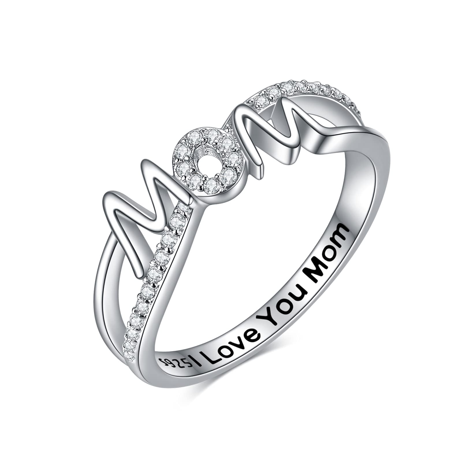 YFN Sterling Silver Mom Mother Rings for Women - Elegant Gift for Mother's Day, Birthday & Anniversary