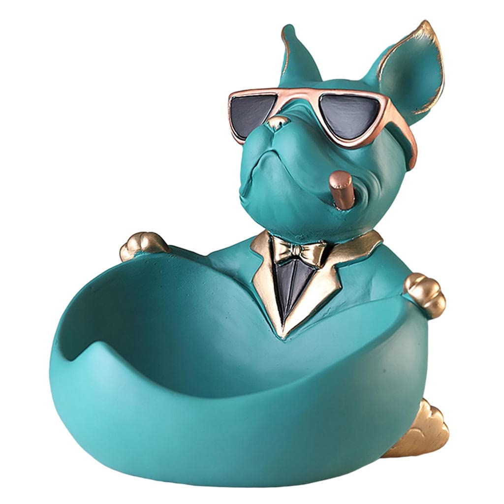 Gazechimp Green Resin Dog Statue Figurine - Decorative Desktop Key Holder, Jewelry Tray & Entryway Storage Box for Home, Living Room, Nightstand & Tabletop Décor | Perfect Gift for Pet Lovers & Home Organizing