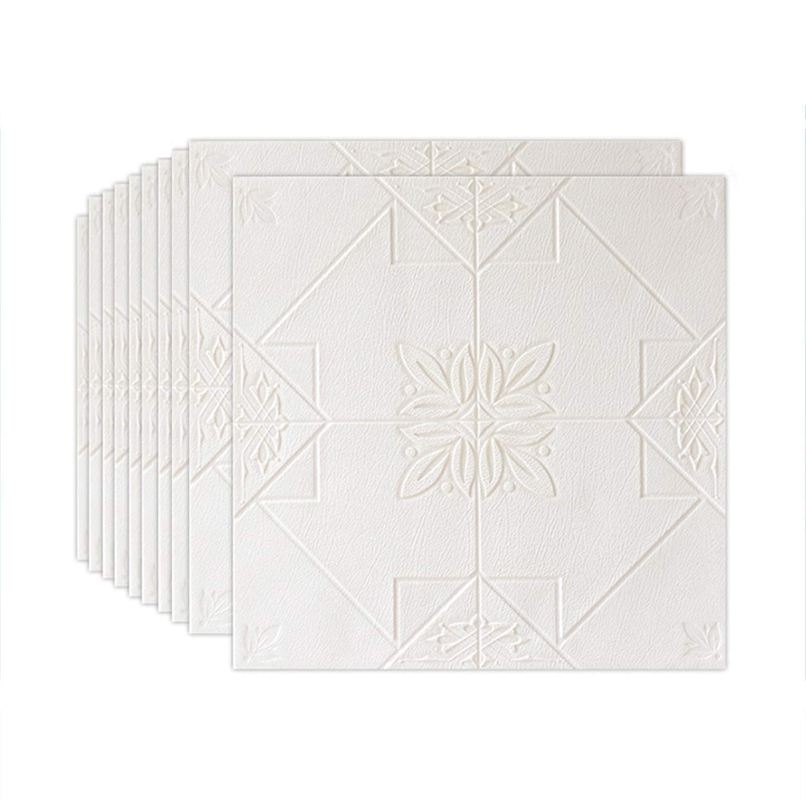 XIAOJUAN 3D Self-Adhesive Foam Brick Wall Panels - 70x70cm Waterproof PE Tile Stickers for Kitchen & Bathroom - Easy Peel & Stick Wall Decor (10pcs, White) - Perfect for Home Renovation, Accent Walls, and Commercial Spaces