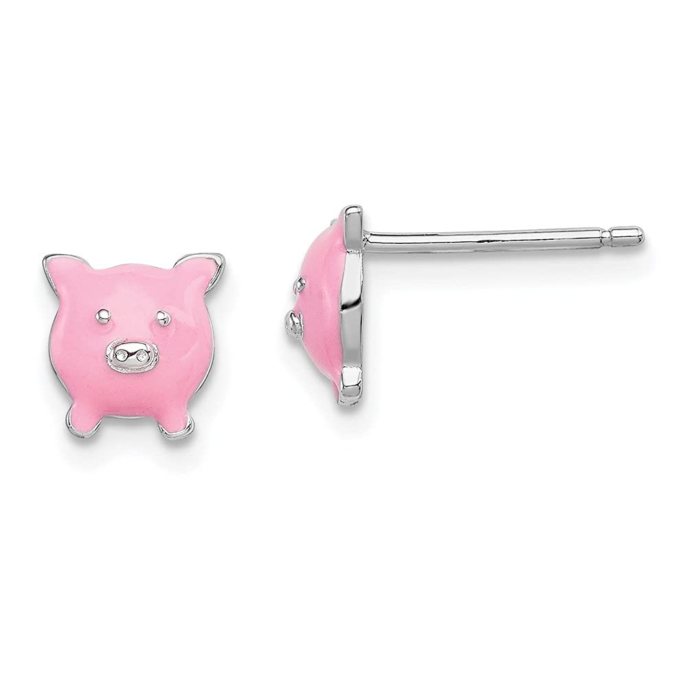 925 Sterling Silver Enamel Pig Stud Earrings for Women - Cute Animal Jewelry Gift for Birthday, Christmas & Everyday Wear | Diamond2Deal