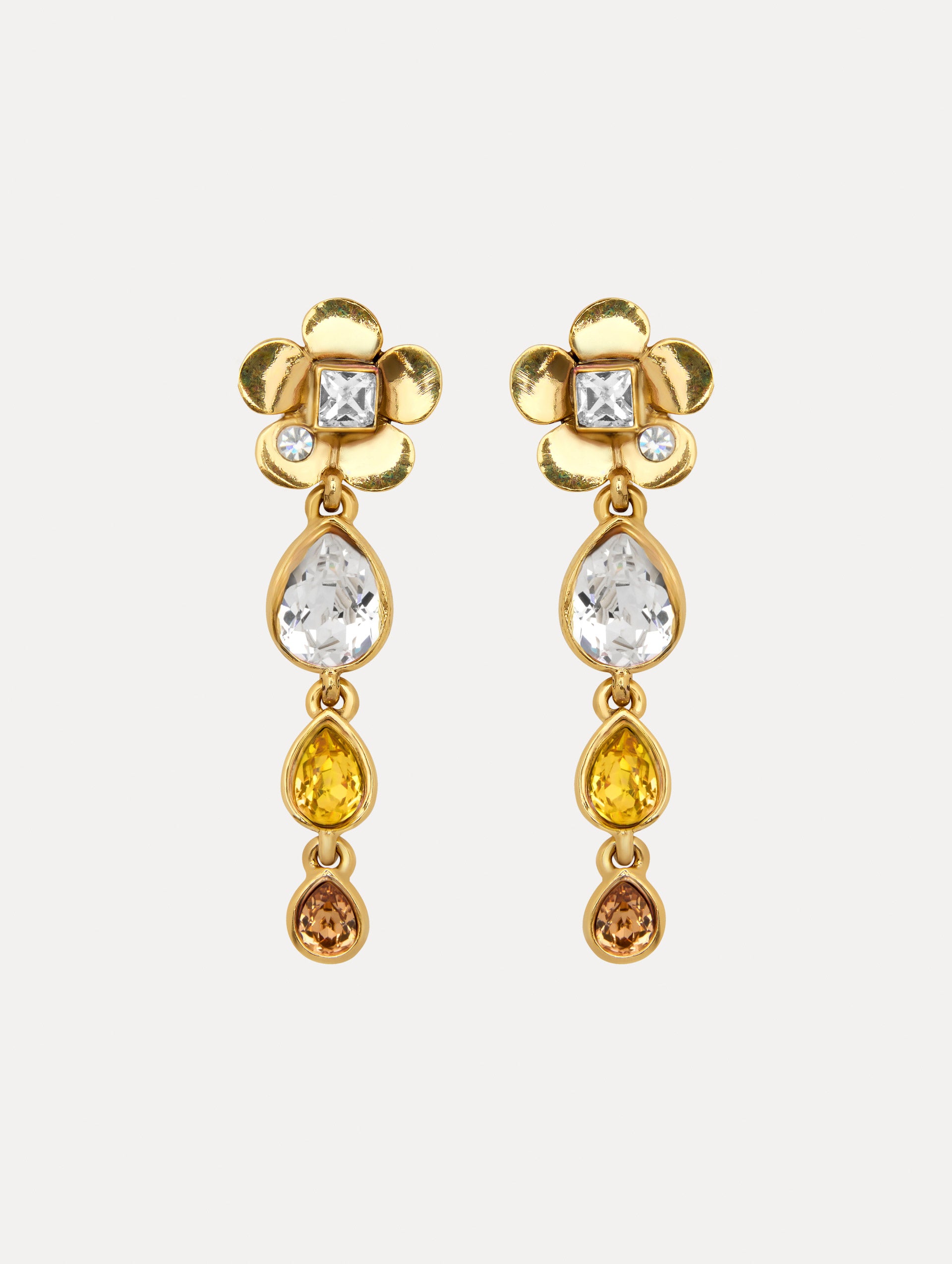 Elegant Flower Teardrop Clip-On Earrings for Women - Hypoallergenic Fashion Jewelry for Parties, Weddings & Special Occasions