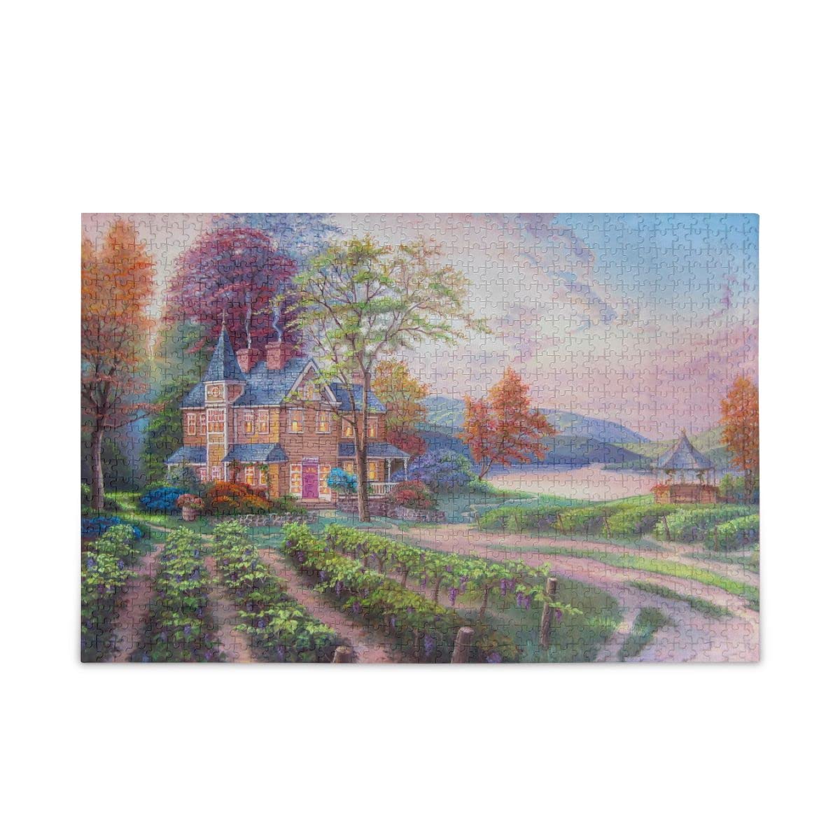 500/1000pc DIY Jigsaw Puzzle for Adults & Kids - Village Landscape for Family Fun & Stress Relief