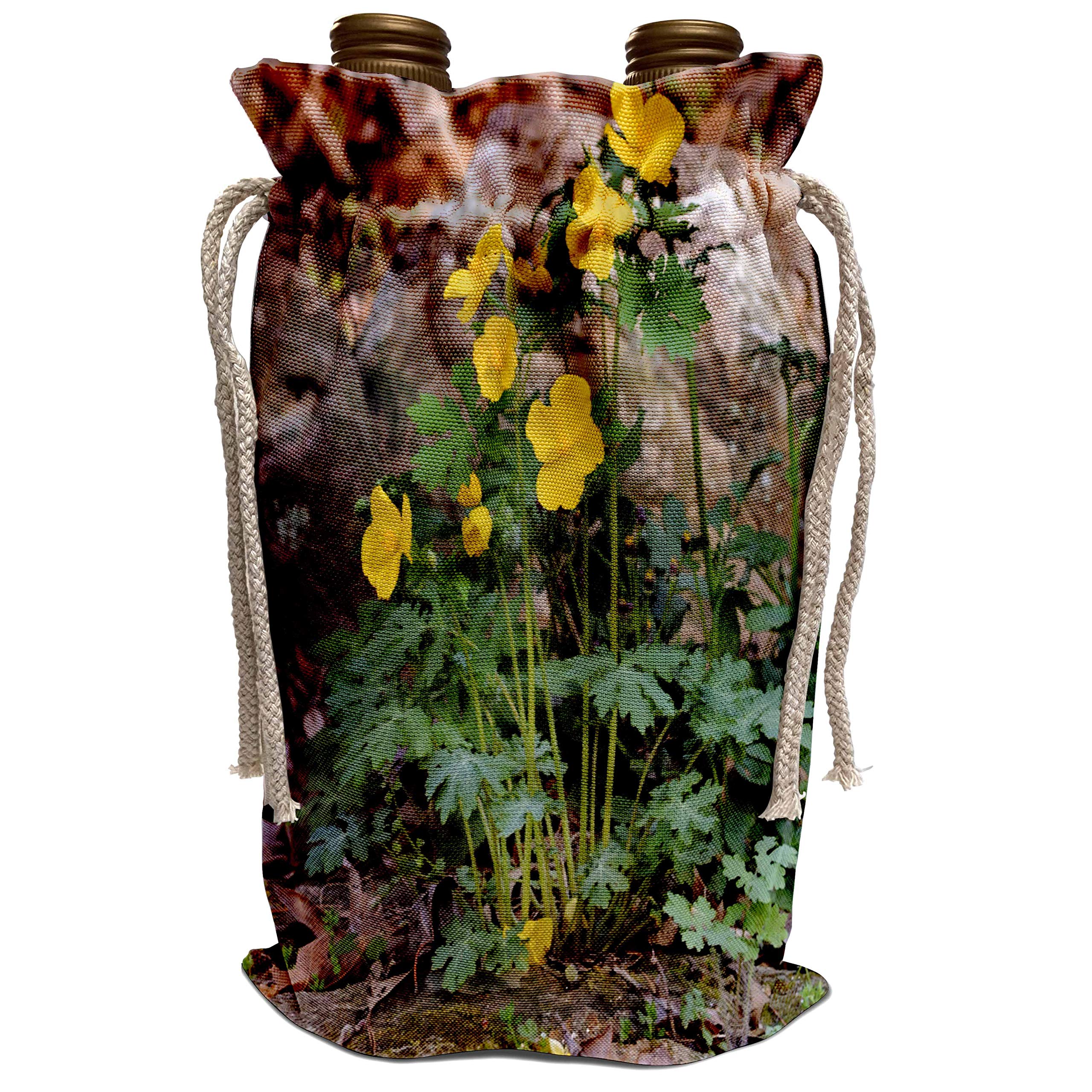 3D Rose ET Photography - Yellow Flowers by Rocks Garden Floral Wine Bag - Perfect for Outdoor Picnics, Parties & Gifts (wbg_127793_1)
