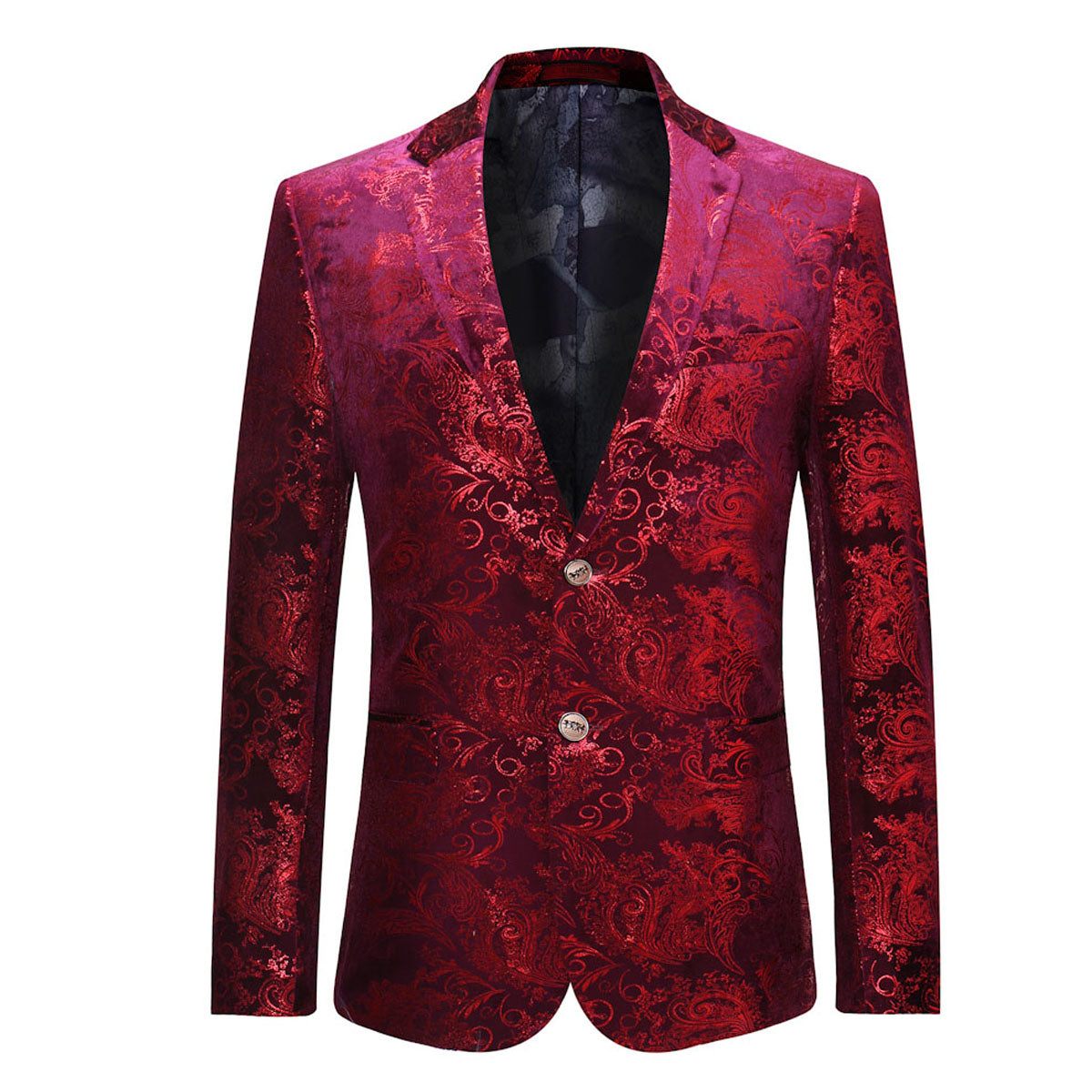 Elegant Red Blazer Dress with Floral Pattern - Women's Fashion Blazer for Office, Party & Special Occasions