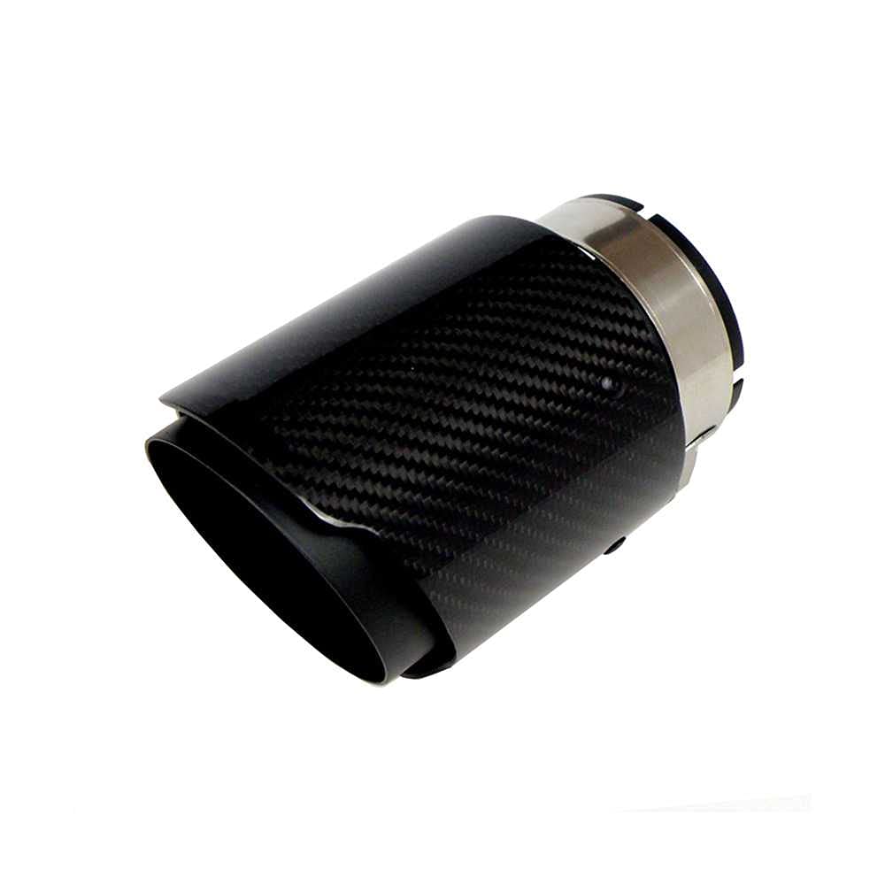 SAXTZDS Glossy Twill Carbon Fiber Exhaust Tip - Black Coated Stainless Steel Muffler Tail Pipe for BMW, Mercedes-Benz & Audi - Upgrade Your Car's Rear Styling (Perfect for Performance Cars & Custom Builds)