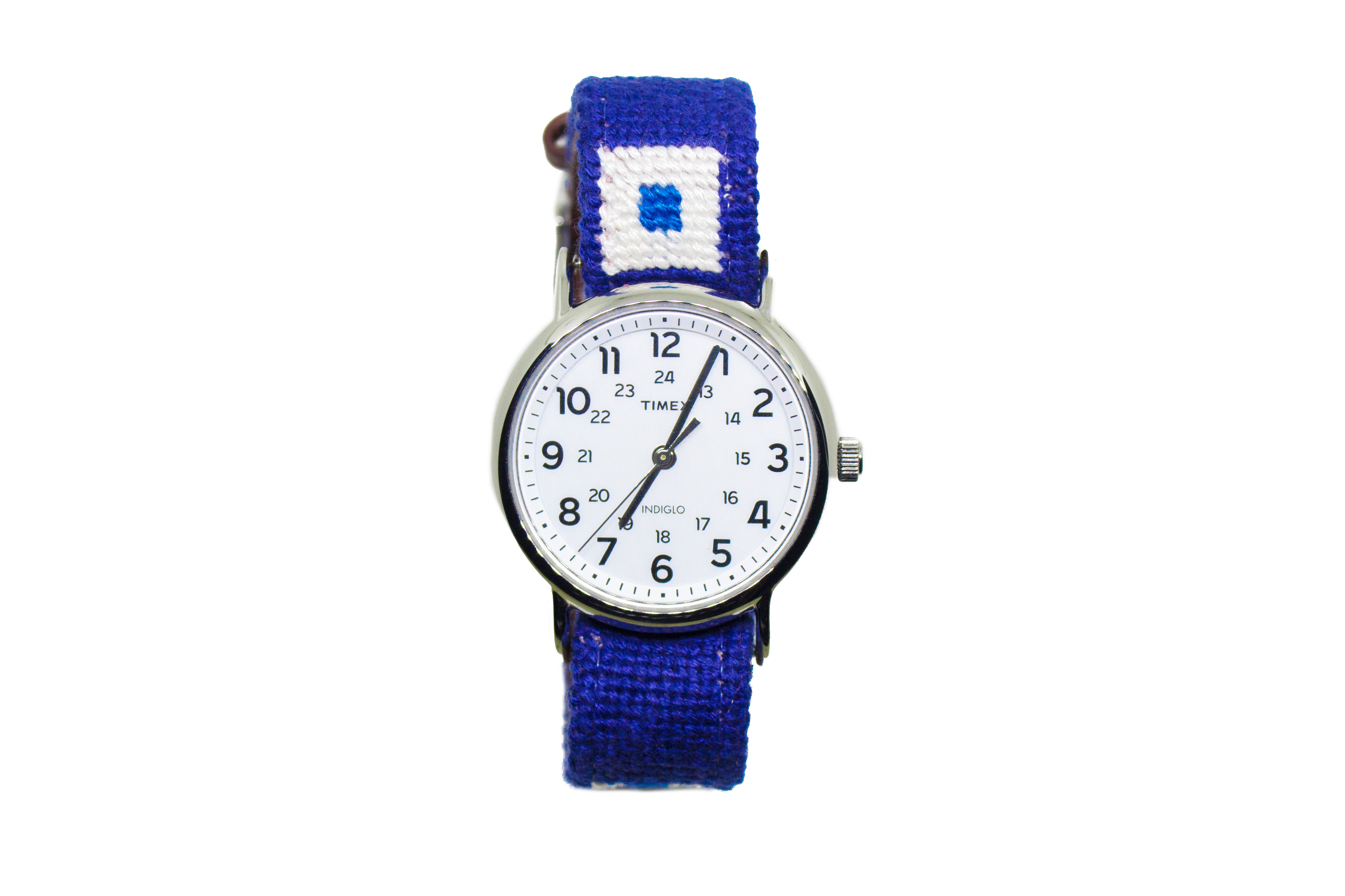 Nautical Flag Needlepoint Watch Strap with Timex Face - Stylish & Durable Replacement Band for Casual & Nautical-Themed Outfits