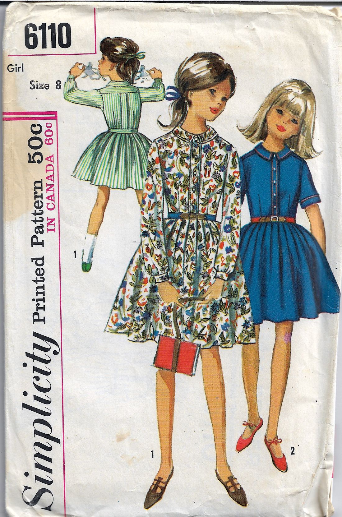 Vintage 1960's Simplicity 6110 Girls One Piece Dress Sewing Pattern - Perfect for Retro Fashion, Costume Parties & Historical Reenactments