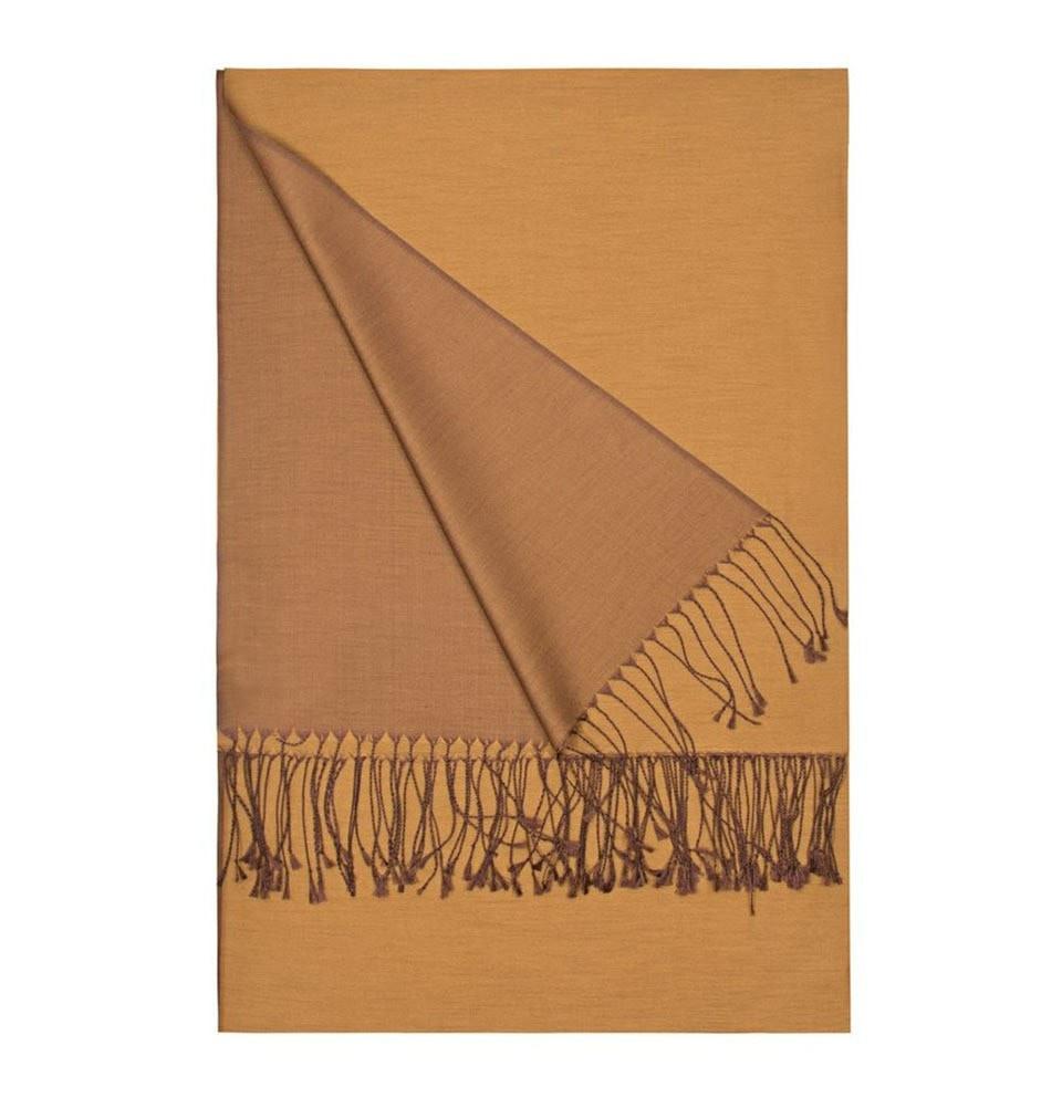 Aker Double Sided Silk Shawl #368 - Mustard & Brown - Elegant Womens Wrap Scarf for Parties, Weddings & Evening Events