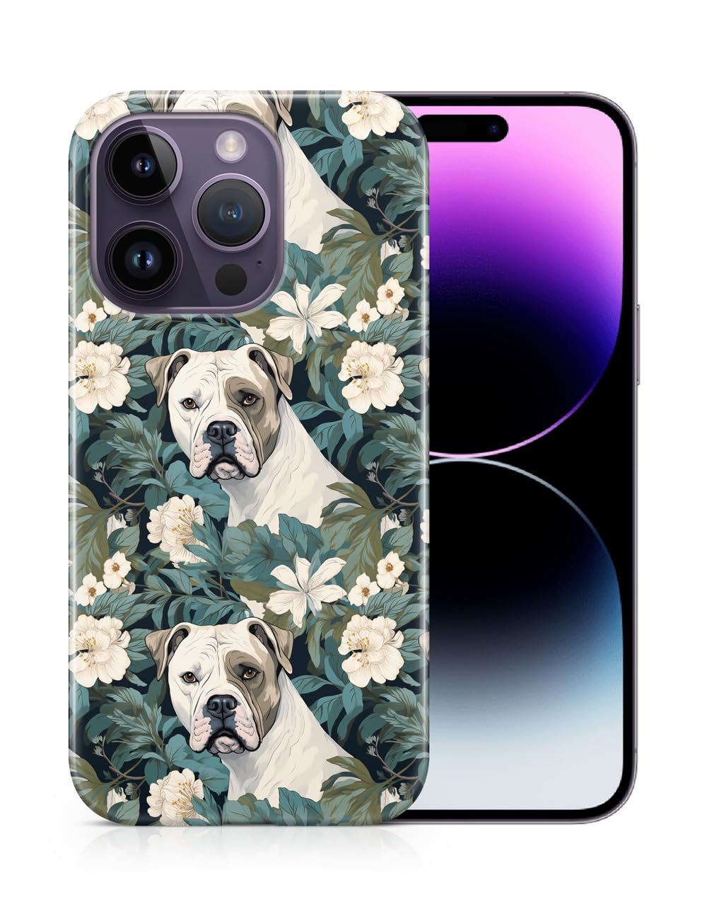 American Bulldog Puppy Dog Pattern Polycarbonate Phone Case for Apple iPhone 14 Pro - Durable Protective Cover with Cute Canine Design, Perfect for Pet Lovers and Everyday Use