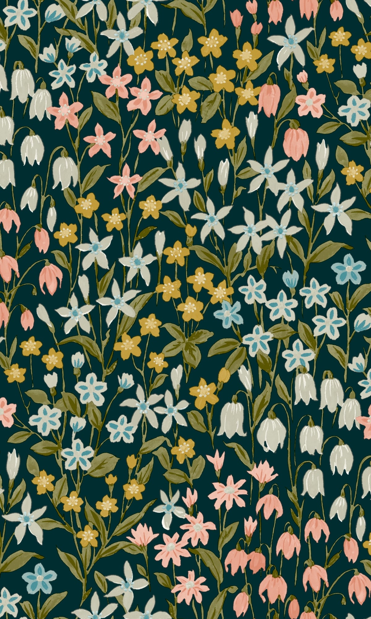 Blue Bluebell Flowers Floral Wallpaper R8919 - Elegant Botanical Wall Decor for Living Room, Bedroom & Nursery