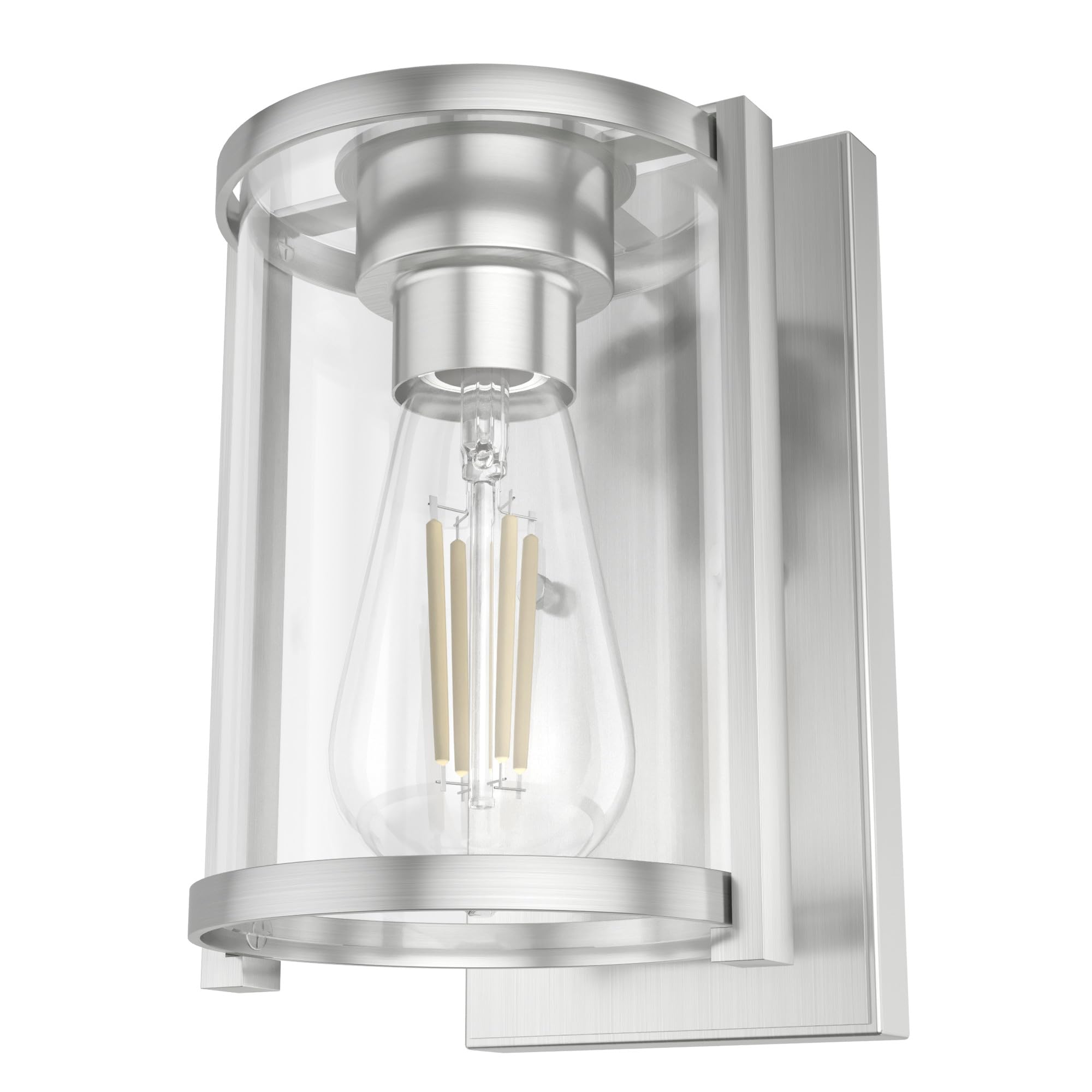 Hunter Fan Company 19126 Astwood Wall Sconce Light Fixture - Brushed Nickel Finish - Indoor/Outdoor Wall Lighting for Patio, Porch, Hallway & Bedroom