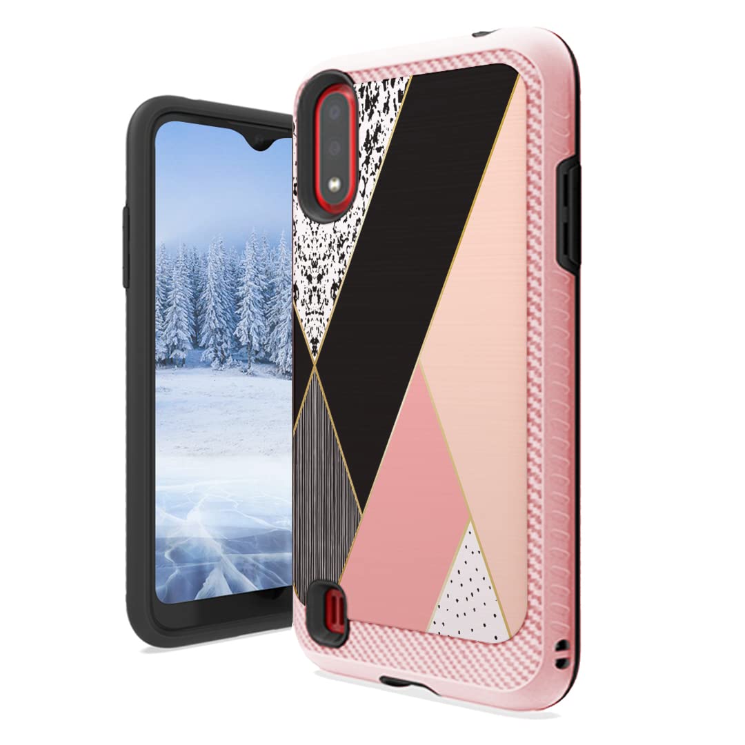 Cute Pink Galaxy A01 Phone Case - Heavy Duty Girly Style for Samsung SM-A015A - Perfect for Daily Use & Protection
