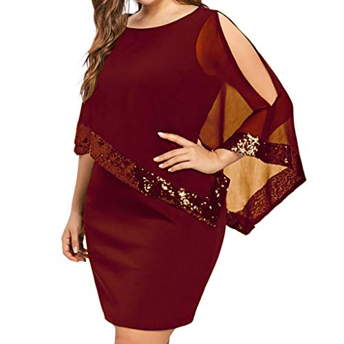 Women's Plus Size Cold Shoulder Sequin Mini Dress - Cape Sleeve Bodycon Party Pencil Dress for Evening & Special Occasions | Perfect for Cocktail Parties, Date Nights & Formal Events