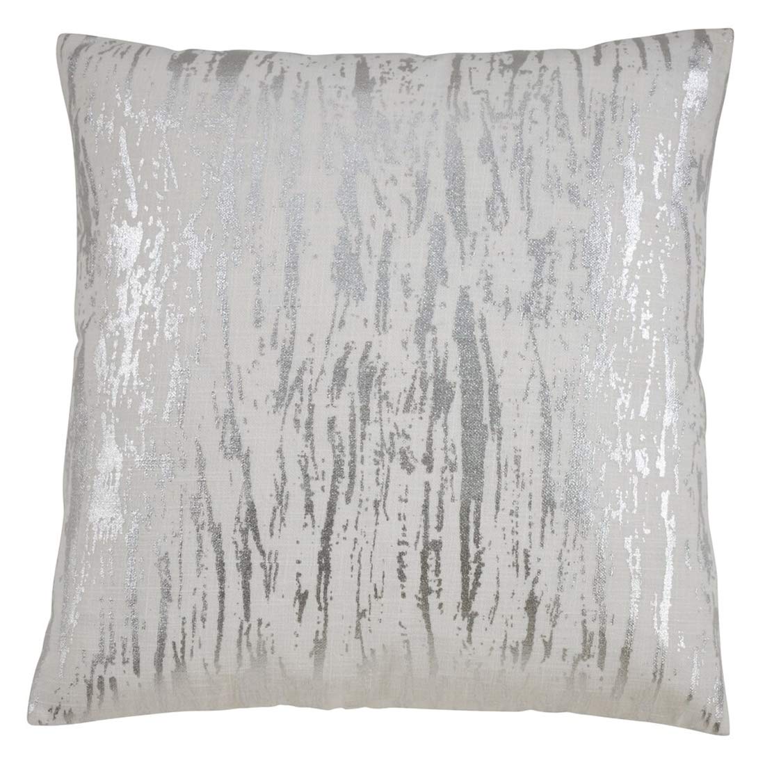 Distressed Metallic Foil Cotton Throw Pillow Cover with Insert - 27x27 Inch Silver Decorative Pillow for Couch, Living Room & Bedroom - Perfect for Farmhouse, Boho & Modern Home Decor