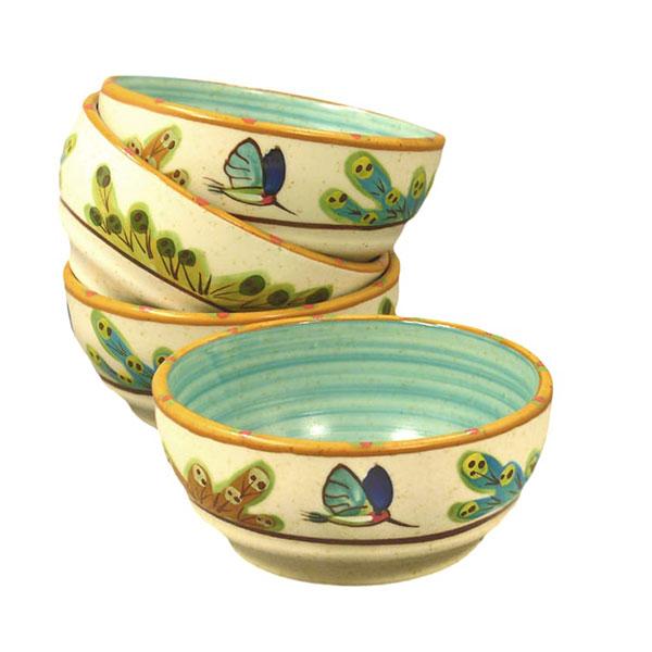 4-Piece Small Bowl Set - Tan Southwestern Desert Design | Sonoran Desert Style for Soups, Salads & Snacks | Perfect for Southwestern-Themed Kitchens & Dining
