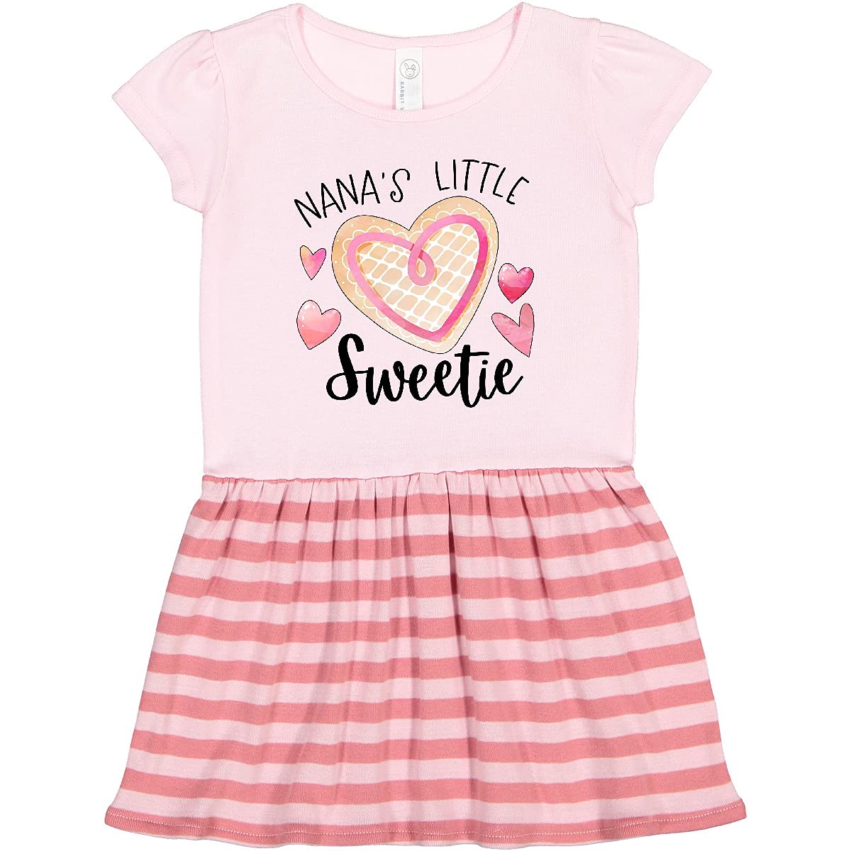 Inktastic Nana's Little Sweetie Pink Heart Cookie Toddler Dress - Cute Baby Girl Outfit for Birthday, Family Photos & Special Occasions