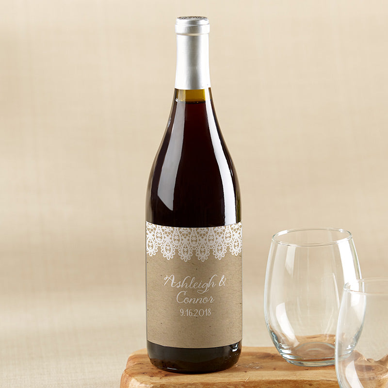 Personalized Wine Bottle Labels for Weddings - Rustic Charm Custom Design - Perfect for Wedding Favors, Bridal Showers & Anniversary Gifts