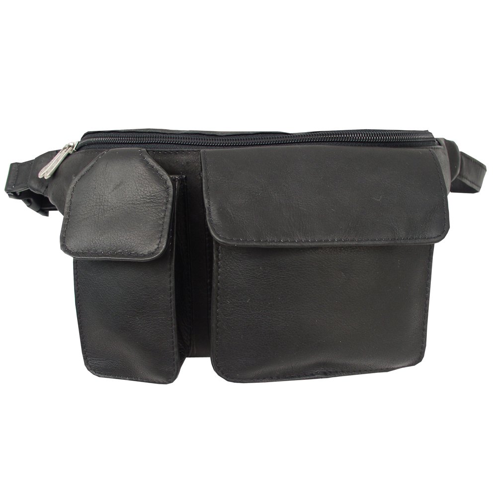 Premium Genuine Leather Waist Bag with Secure Phone Pocket - Black, One Size - Perfect for Travel, Hiking, and Everyday Use