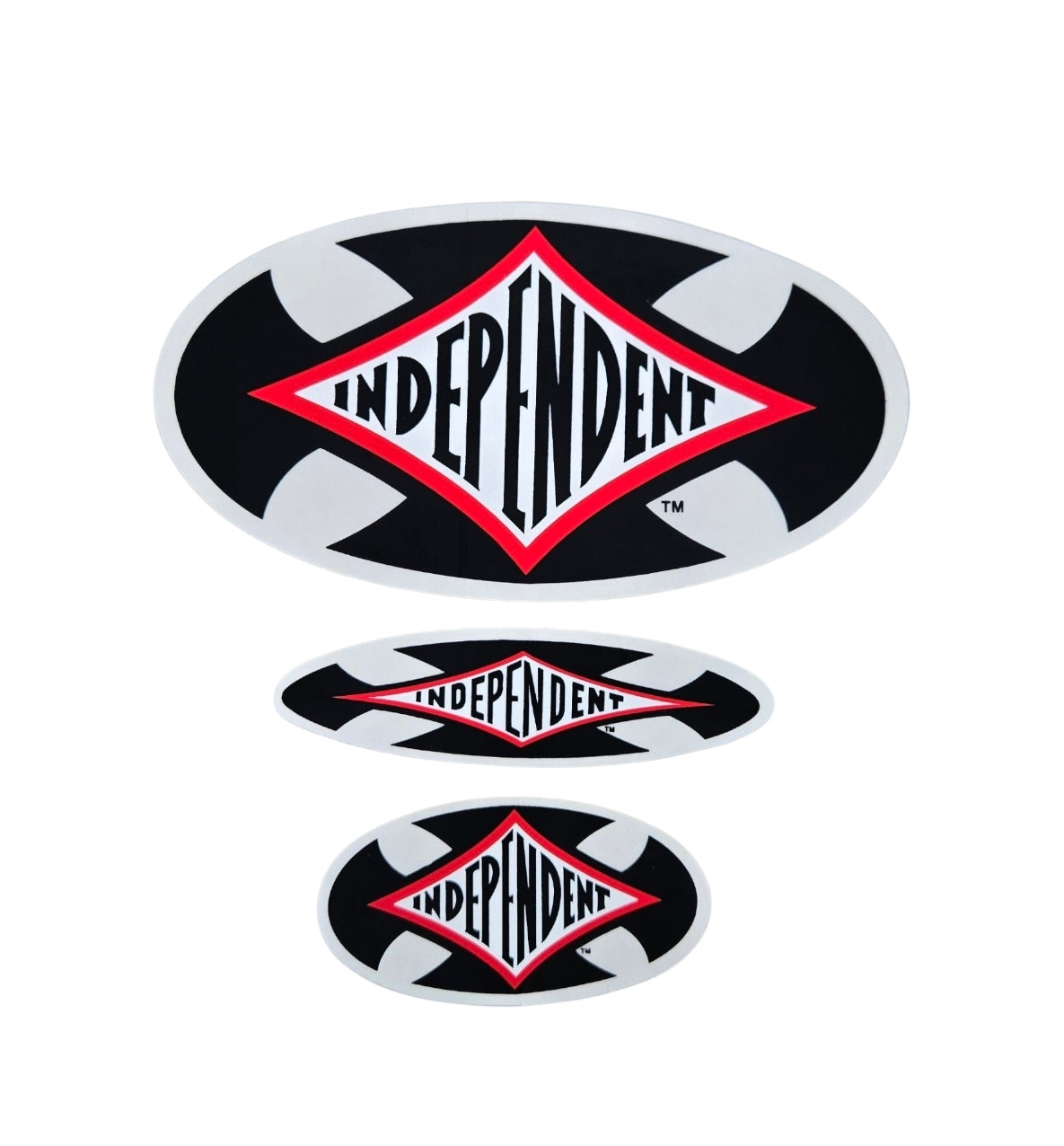 Vintage 80s Iron Cross Independent Trucks Sticker Set - 3 Piece Clear Back Decals for Skateboards, Bikes & Laptops - Retro Skateboarding Accessories