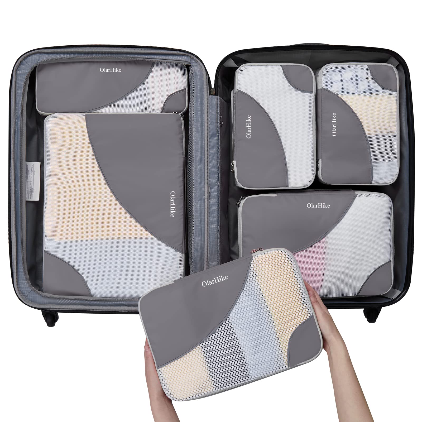 OlarHike 6-Piece Travel Packing Cubes Set - 4 Sizes (Large, Medium, Small, Slim) | Luggage Organizer Bags for Suitcases & Carry-Ons | Perfect for Business Trips, Vacations & Weekend Getaways