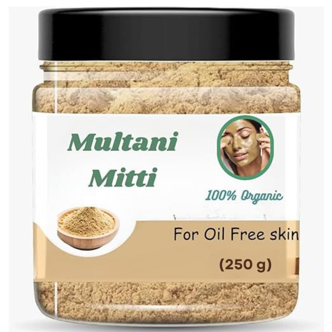 Agronova 100% Pure Organic Multani Mitti (Fuller's Earth) Clay Powder - 250g Natural Face Mask for Glowing Skin, Acne & Oily Skin Treatment, Detoxifying Facial Cleanser | Chemical-Free, Skin Brightening & Pore Minimizing | Perfect for DIY Spa, At-Home Facials & Ayurvedic Skincare Routine