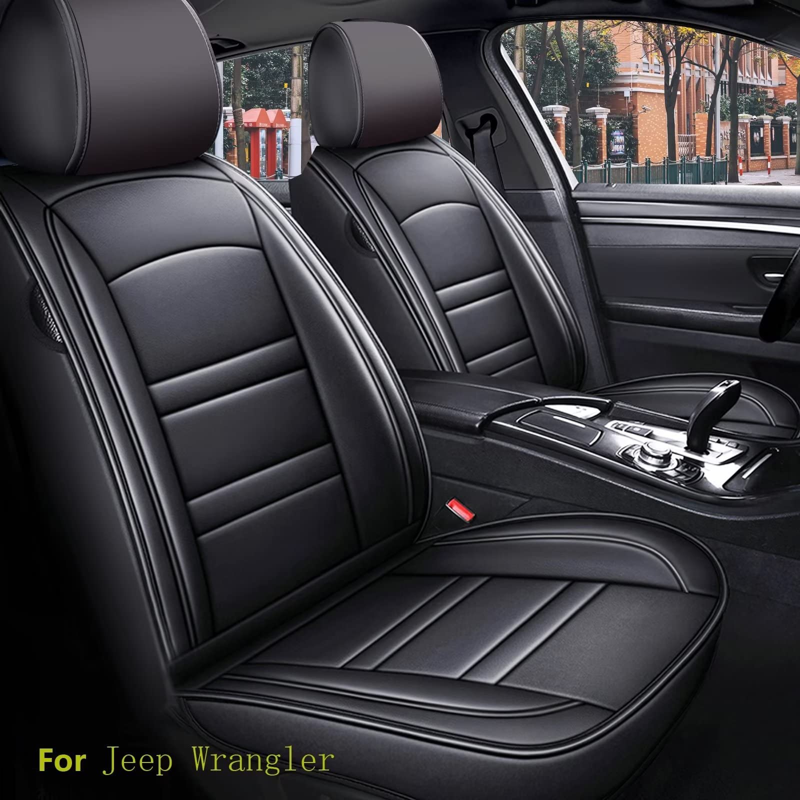 Premium Leather Seat Covers for Jeep Wrangler 2010-2022 | 5-Piece Set with Airbag Compatibility | Synthetic Leather Car Seat Protectors | Waterproof, Durable & Easy to Install | Perfect for Off-Roading & Daily Commutes