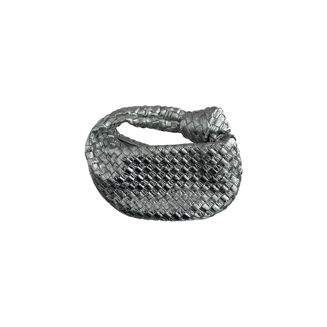 Bottega Veneta Metallic Silver Mini Jodie Bag - Luxury Crossbody Purse for Women, Perfect for Evening Parties & Date Nights