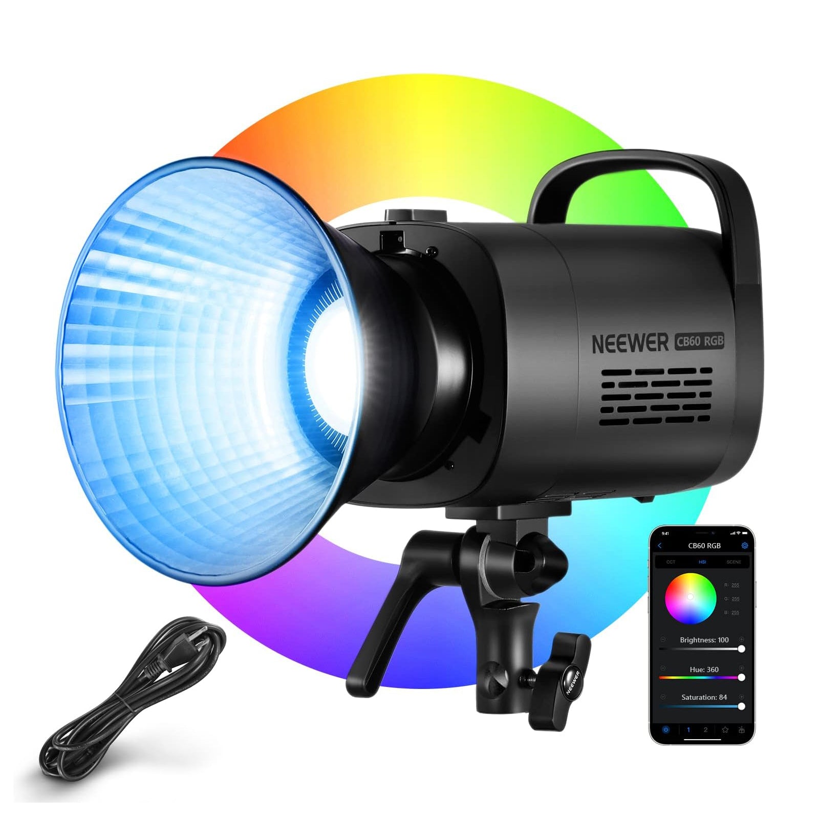 NEEWER RGB CB60 70W CRI 97+ LED Video Light Panel - Professional Studio Lighting for Photography, YouTube Videos & Live Streaming - Dimmable Bi-Color with Remote Control for Content Creators