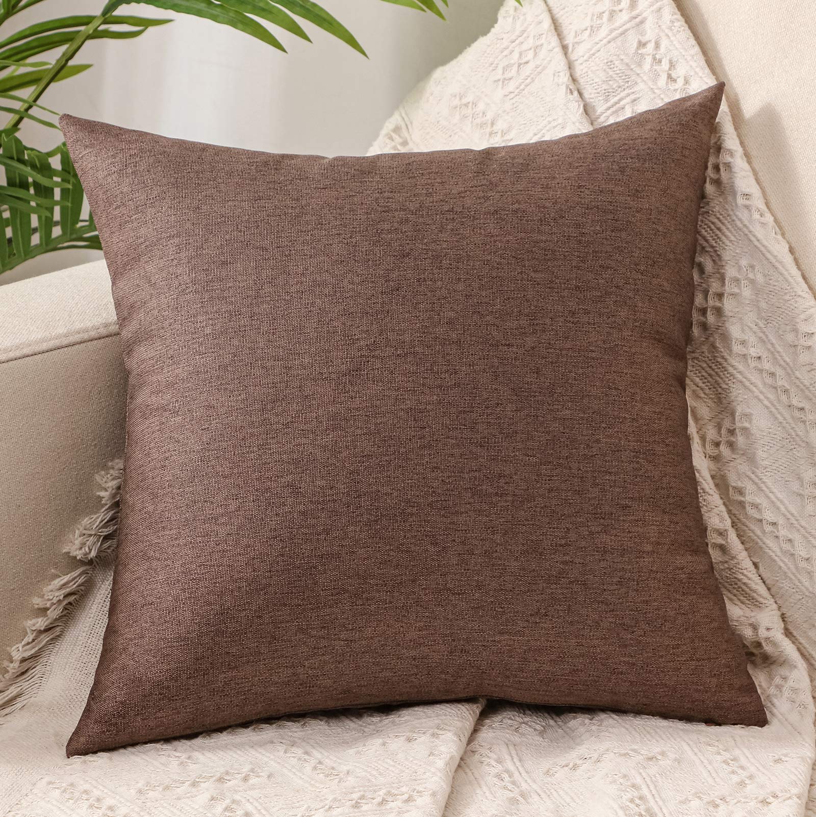 ZebraSmile 20x20 Inch Decorative Throw Pillow Covers - Soft Cotton Linen Blend, Solid Dark Grey Cushion Covers for Sofa, Couch, Living Room & Bedroom - Perfect for Home Decor, Cozy Reading Nook & Accent Pillows