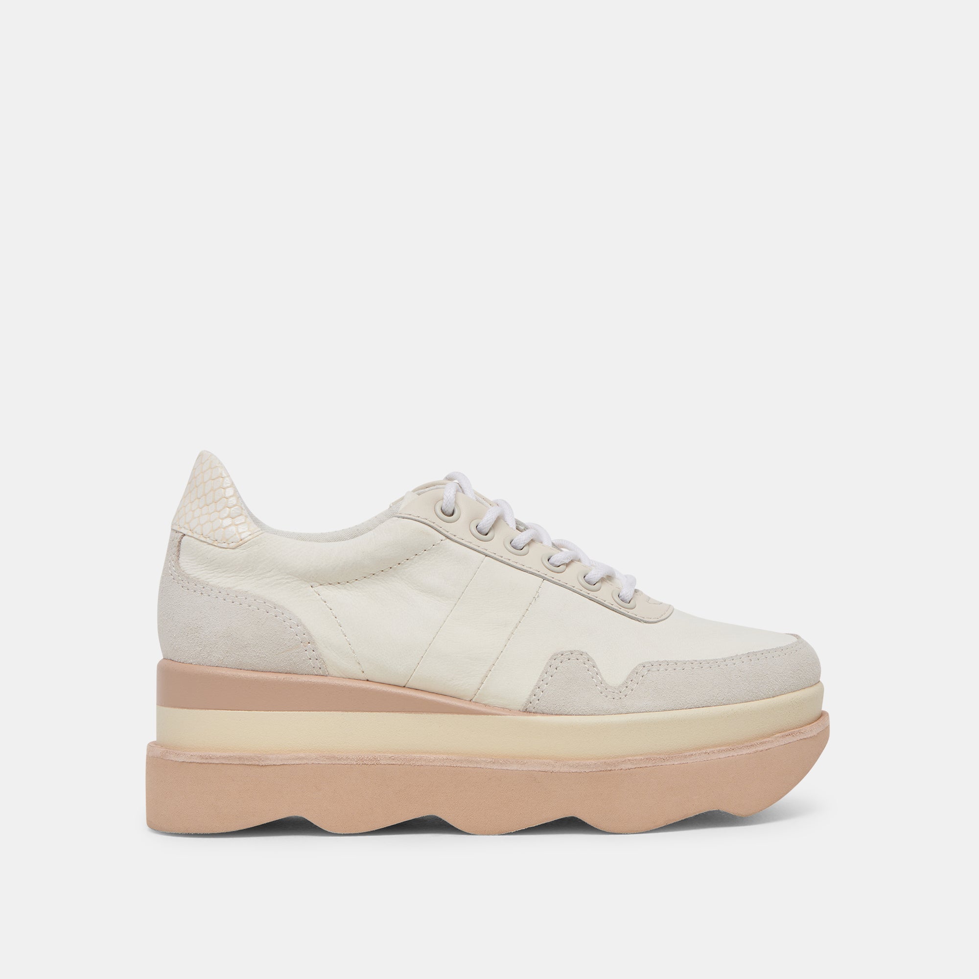 Jayne Sneakers for Women - Ivory Nubuck Leather Casual Shoes | Comfortable Walking & Everyday Fashion Footwear for Work, Travel & Outings